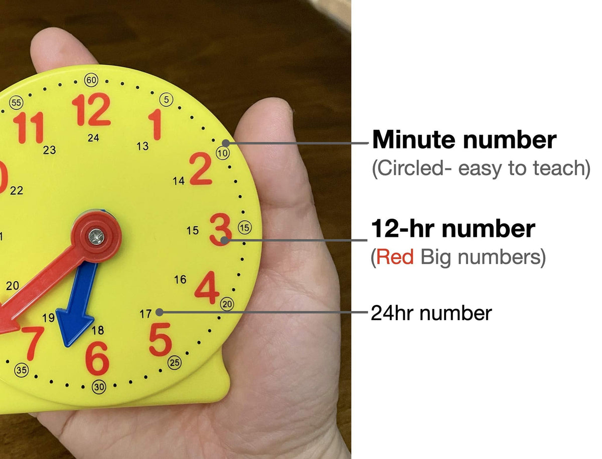 CM Wealth Learning Clock for Kids – Geared Teaching Clock, 12/24 Hours, 4+ Years