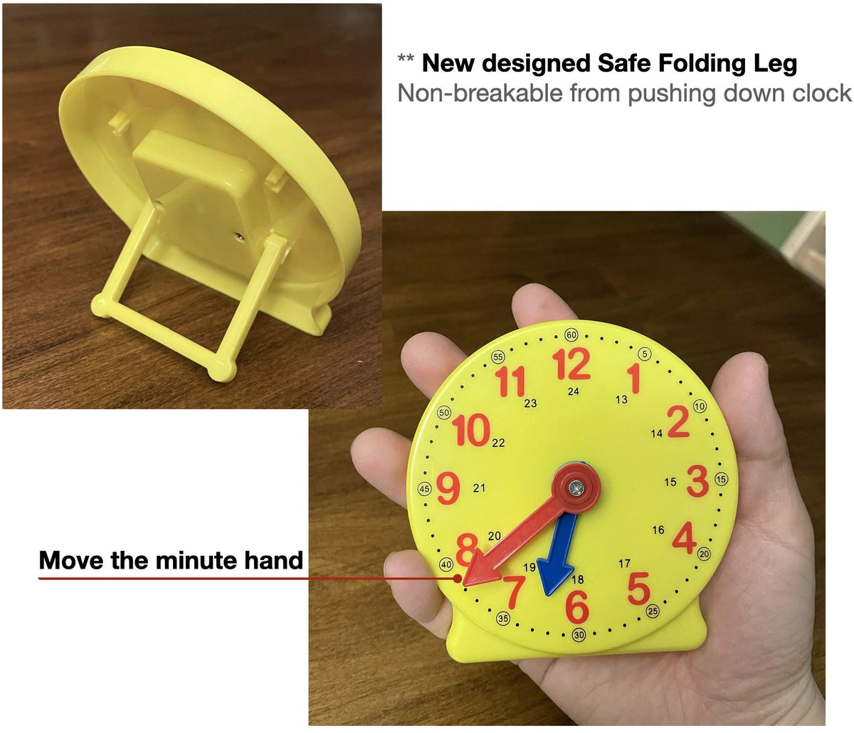 CM Wealth Learning Clock for Kids – Geared Teaching Clock, 12/24 Hours, 4+ Years