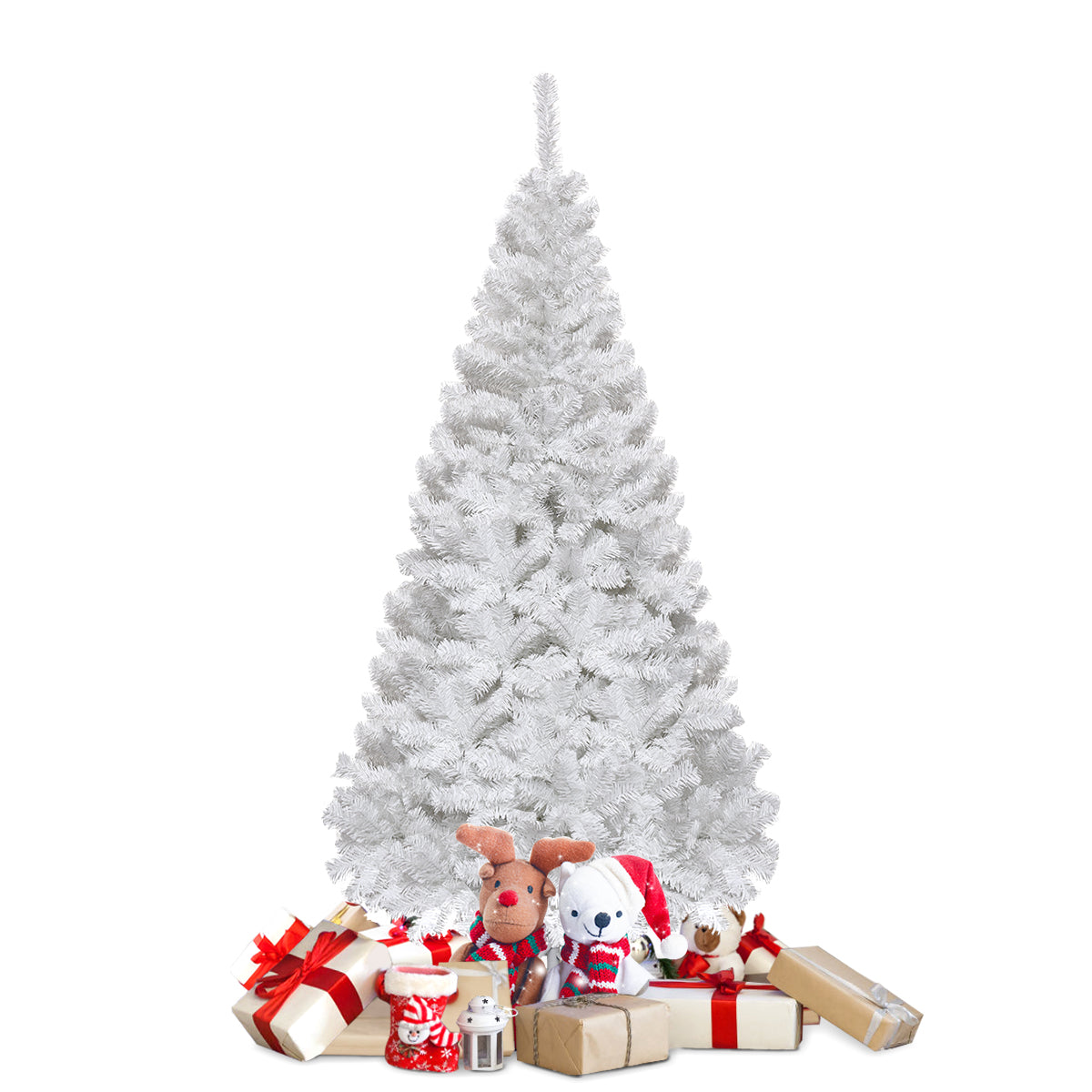 5/6/7/8 Feet White Artificial Christmas Tree with Metal Stand-5 ft
