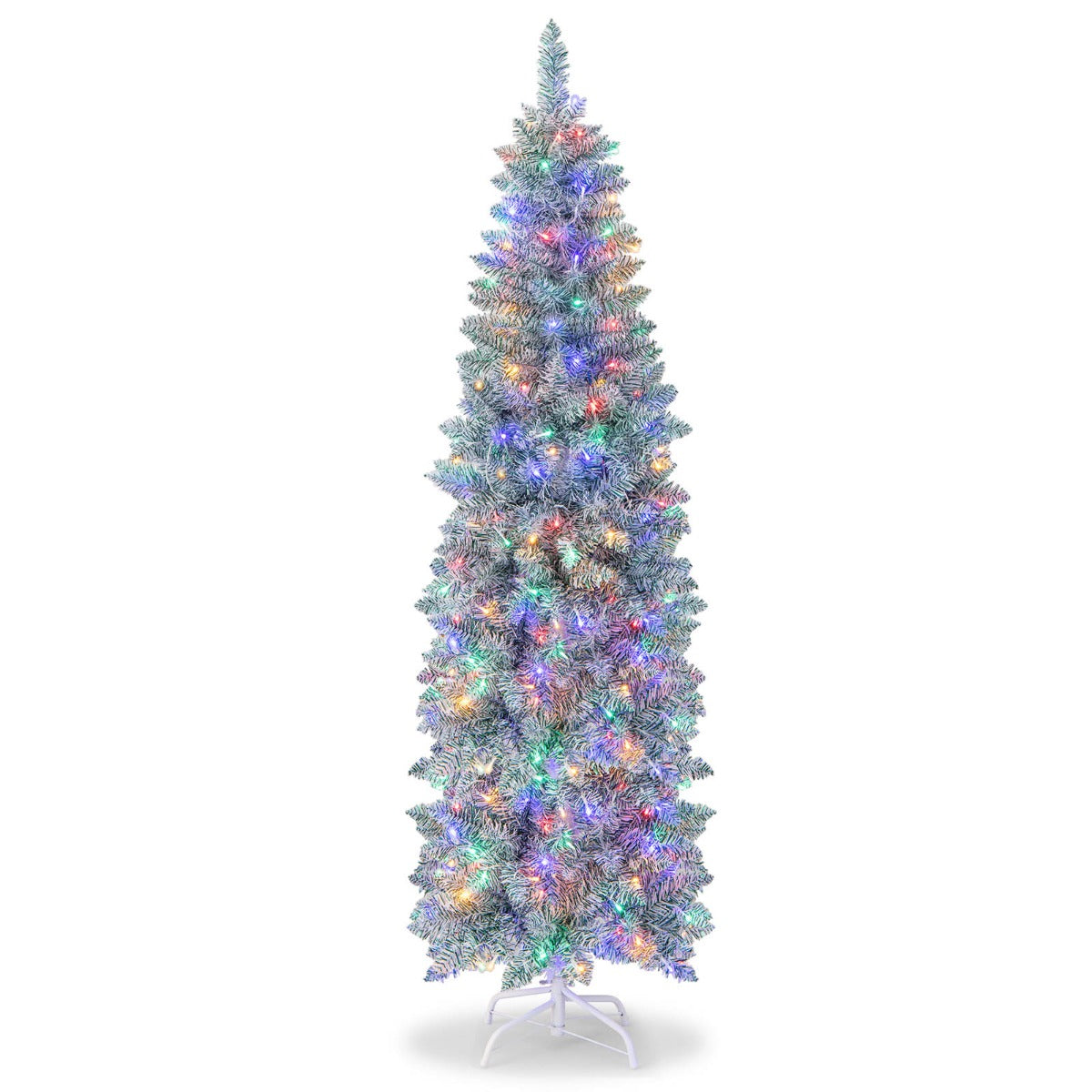150/180 cm Slim Pencil Christmas Tree with 343/475 Branch Tips and 190/250 Colorful LED Lights-150 cm