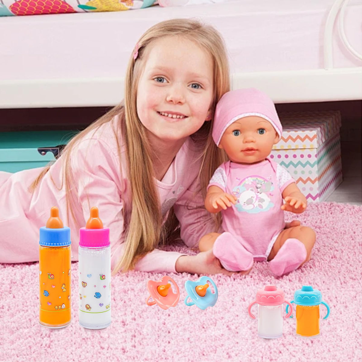 Cmaqpw 13-Piece Baby Doll Accessories Magic Bottle Set | Pretend Feeding Toys