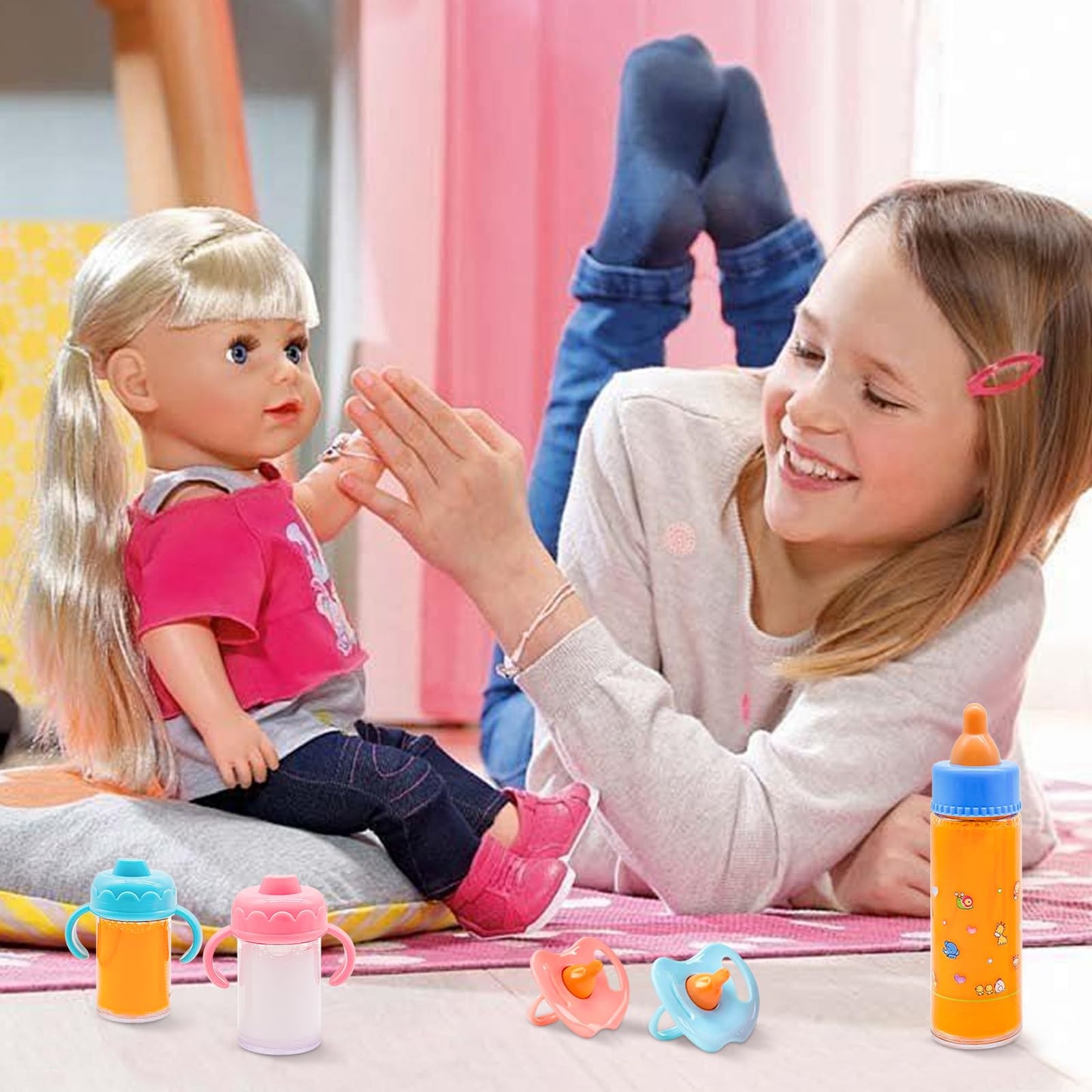Cmaqpw 13-Piece Baby Doll Accessories Magic Bottle Set | Pretend Feeding Toys