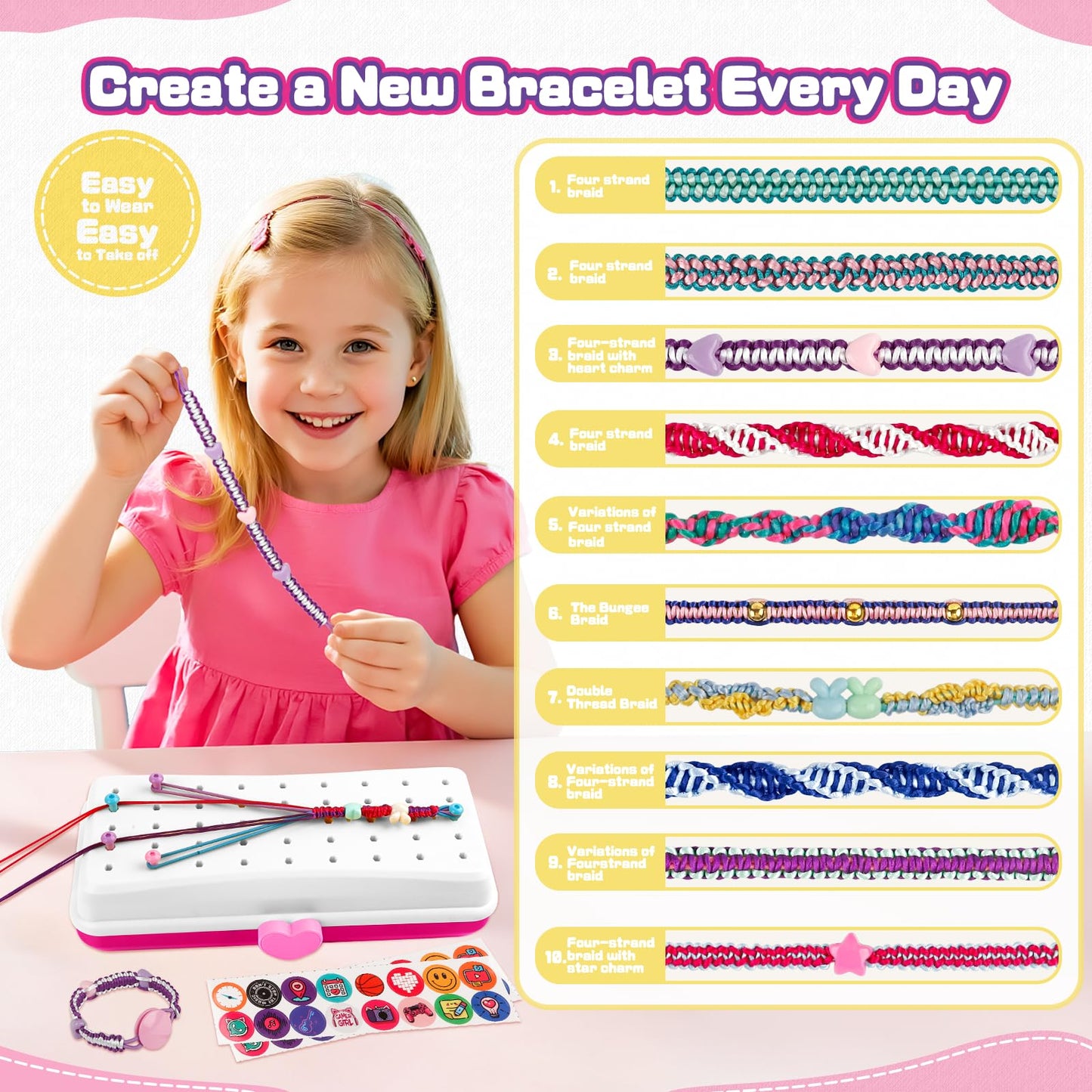 Cmiolacuna Friendship Bracelet Making Kit for Girls – 3-Layer Storage, 26 Strings & 32 Beads