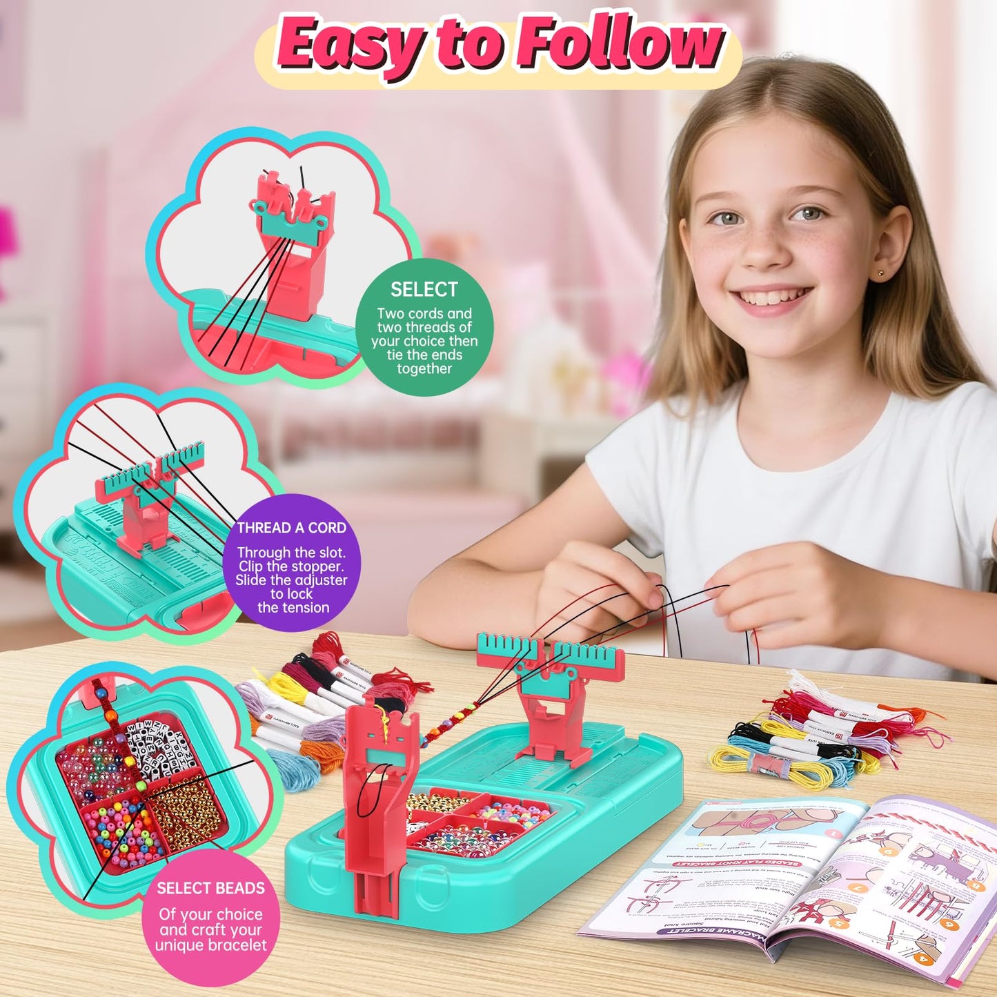 Cmiolacuna Friendship Bracelet Making Kit for Girls 8–12 – DIY Loom Jewelry Craft with Beads & Strings