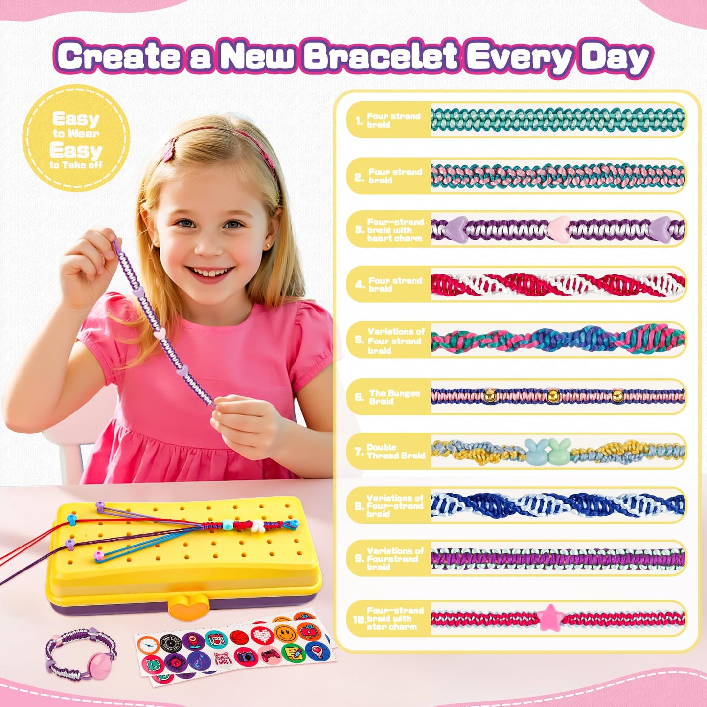 Cmiolacuna Friendship Bracelet Making Kit for Girls – 3-Layer Storage & Complete Craft Set