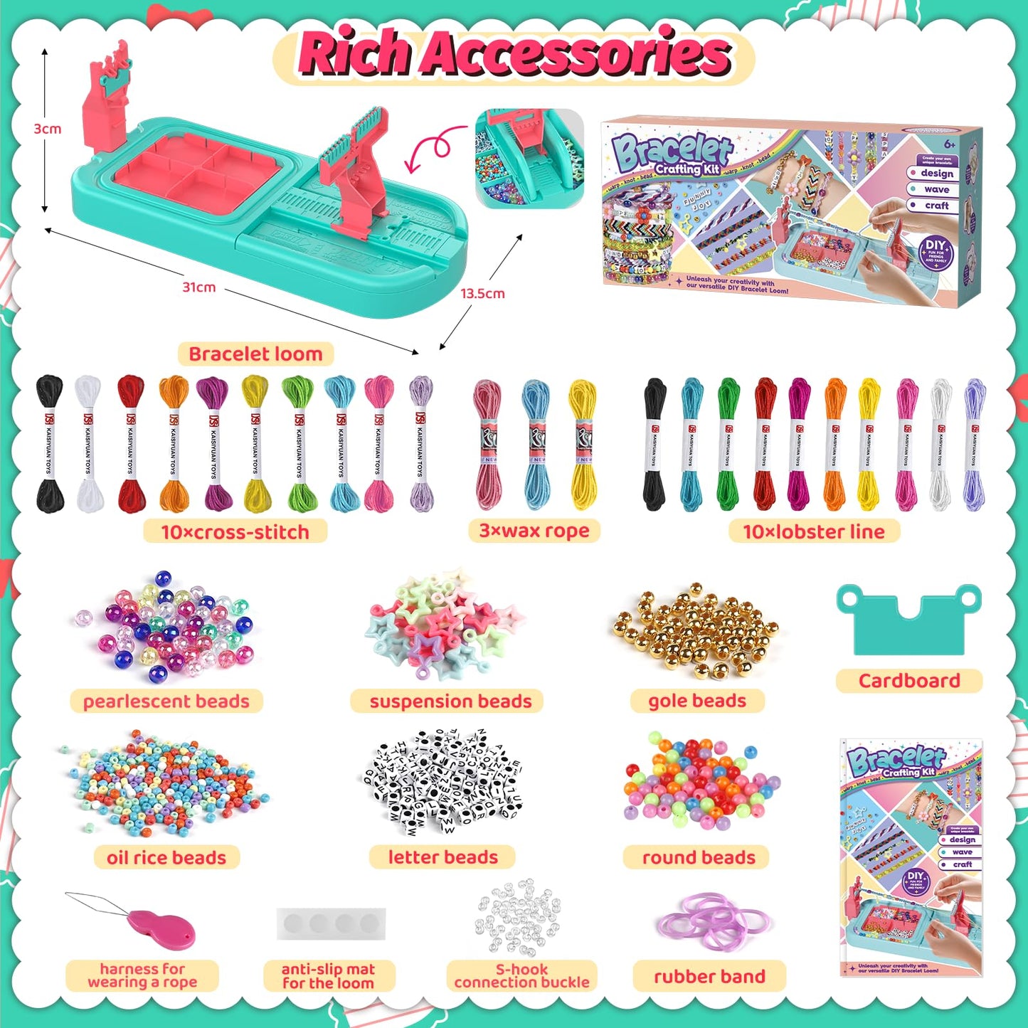 Cmiolacuna Friendship Bracelet Making Kit for Girls 8–12 – DIY Loom Jewelry Craft with Beads & Strings