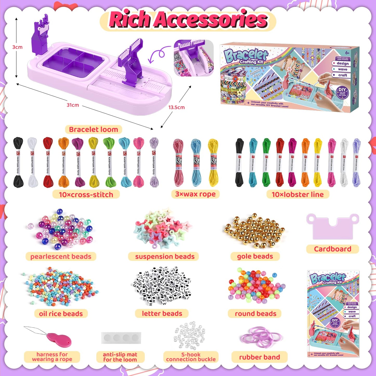 Cmiolacuna Friendship Bracelet Making Kit for Girls 8-12 | DIY Jewelry Craft Set