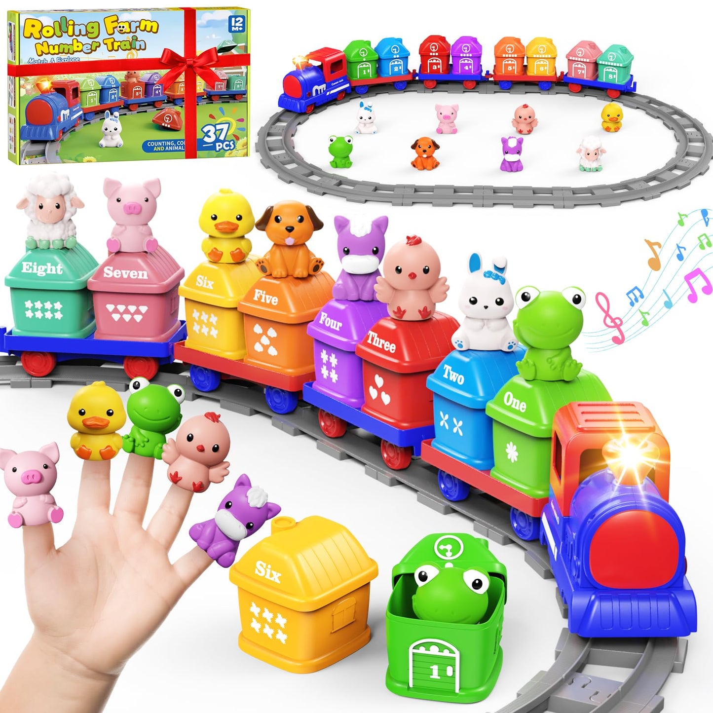 Cmiolacuna Learning Toys for Toddlers – Electric Farm Train Set (1-4 Years) with Counting & Sorting