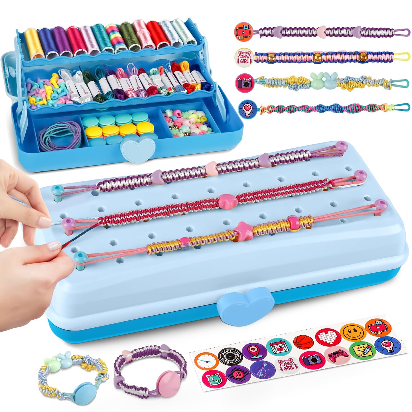 Cmiolacuna Friendship Bracelet Making Kit for Girls – 3-Layer Storage Box, Ages 6–13