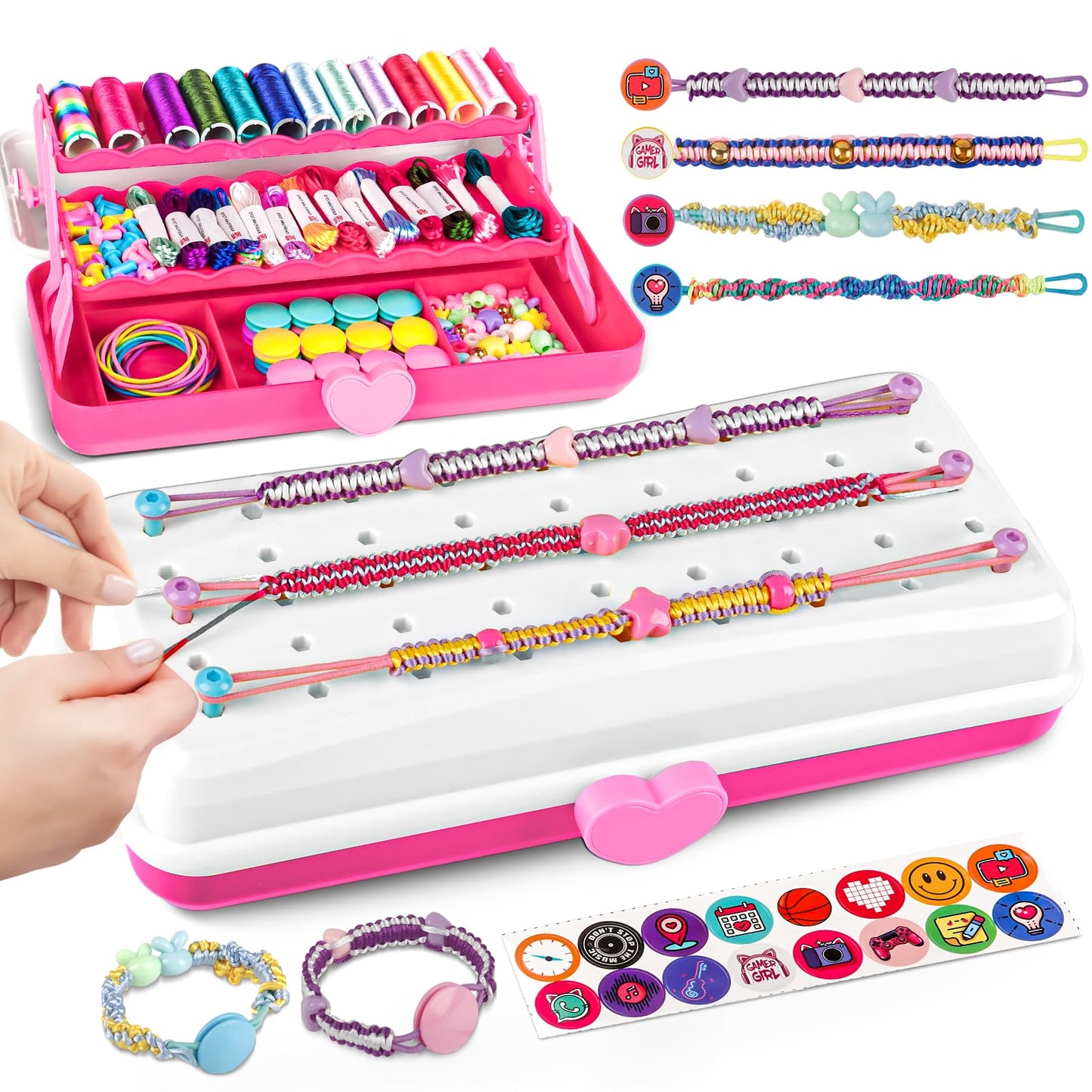 Cmiolacuna Friendship Bracelet Making Kit for Girls – 3-Layer Storage, 26 Strings & 32 Beads