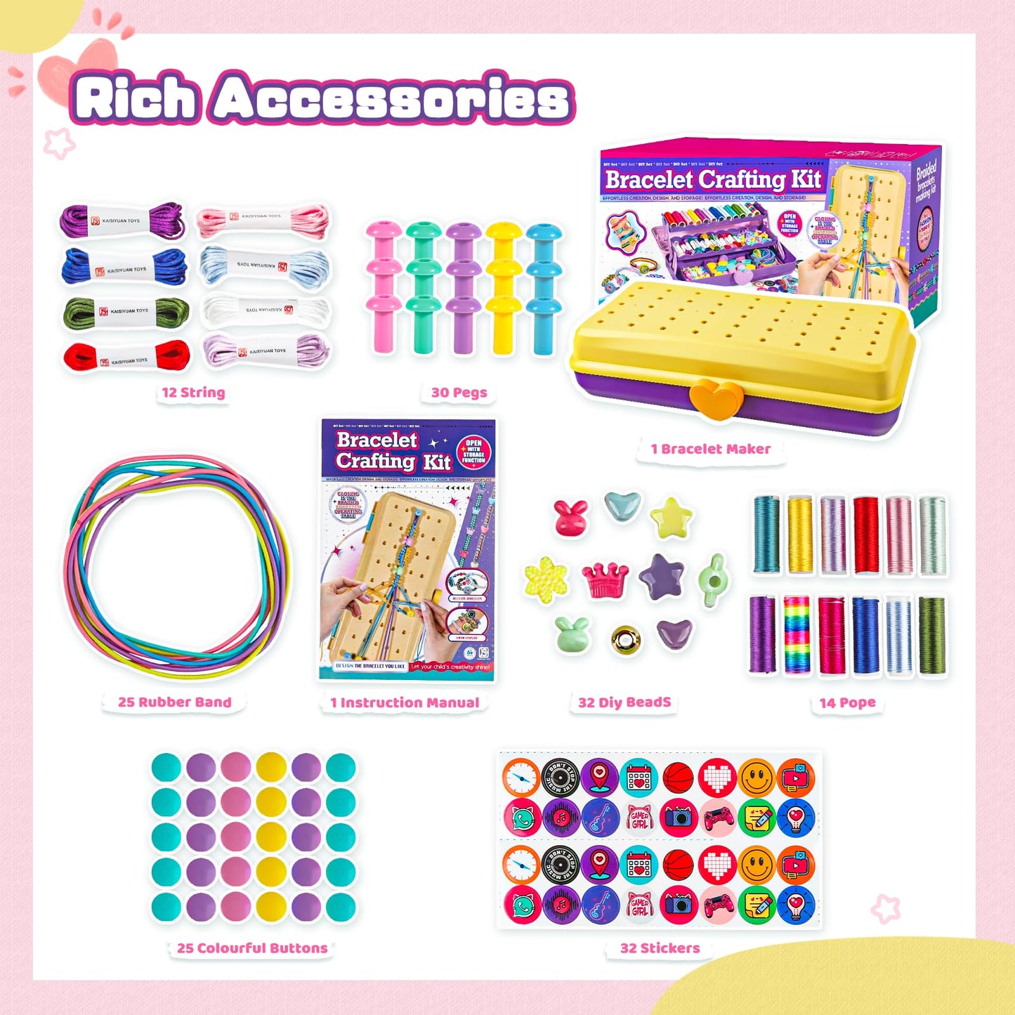 Cmiolacuna Friendship Bracelet Making Kit for Girls – 3-Layer Storage & Complete Craft Set