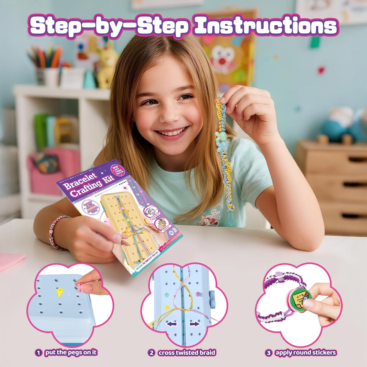 Cmiolacuna Friendship Bracelet Making Kit for Girls – 3-Layer Storage Box, Ages 6–13