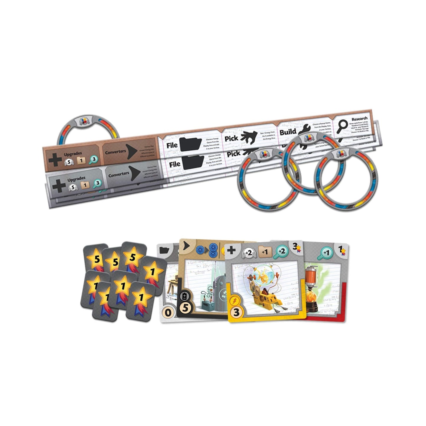CMON Gizmos Board Game (2nd Edition) | Science-Themed Strategy for 2-4 Players | Ages 14+