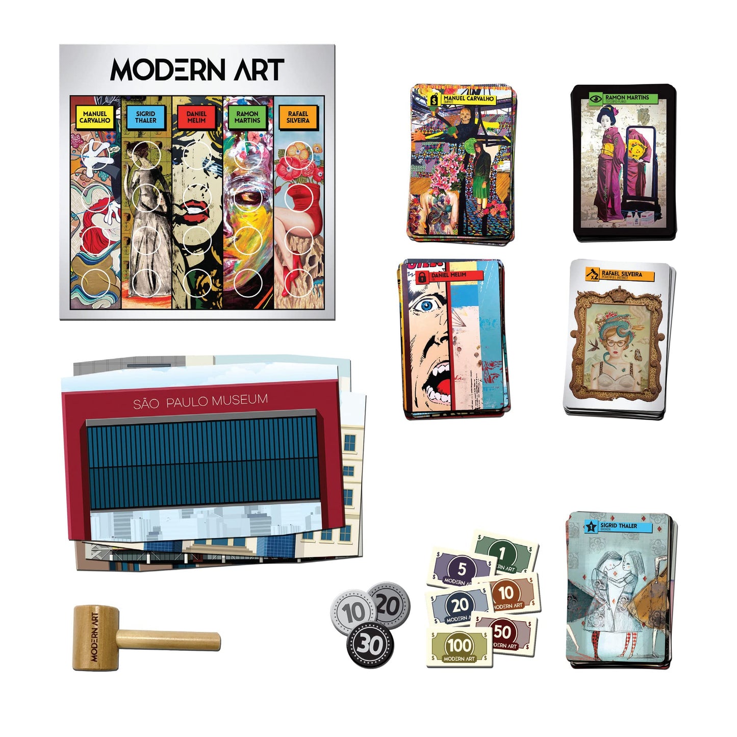 CMON Modern Art: Abstract Board Game for Auction Bids and Museum Strategy