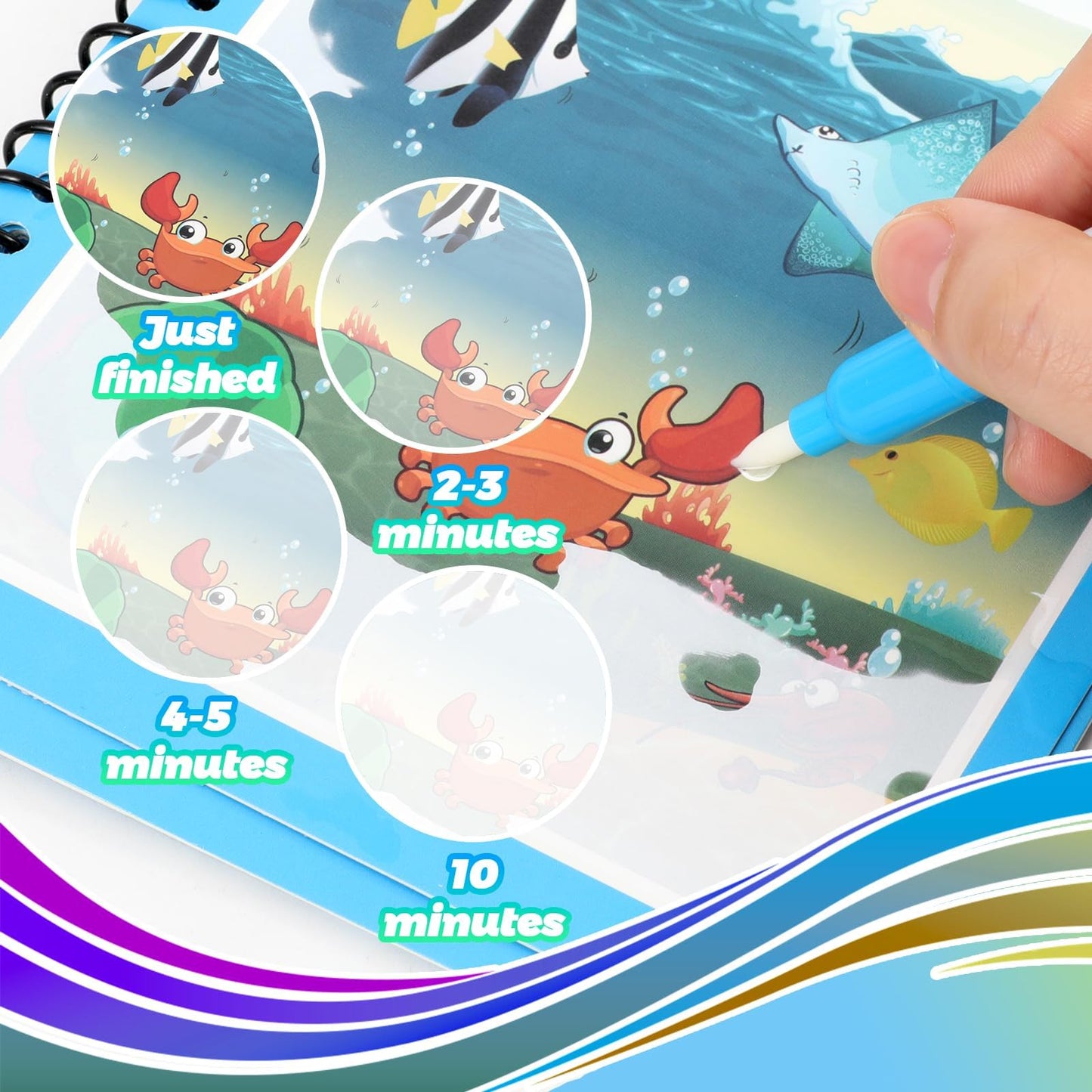 CMTOOP 8-Pack Reusable Water Coloring Books for Toddlers – Mess-Free, Portable Learning Toy