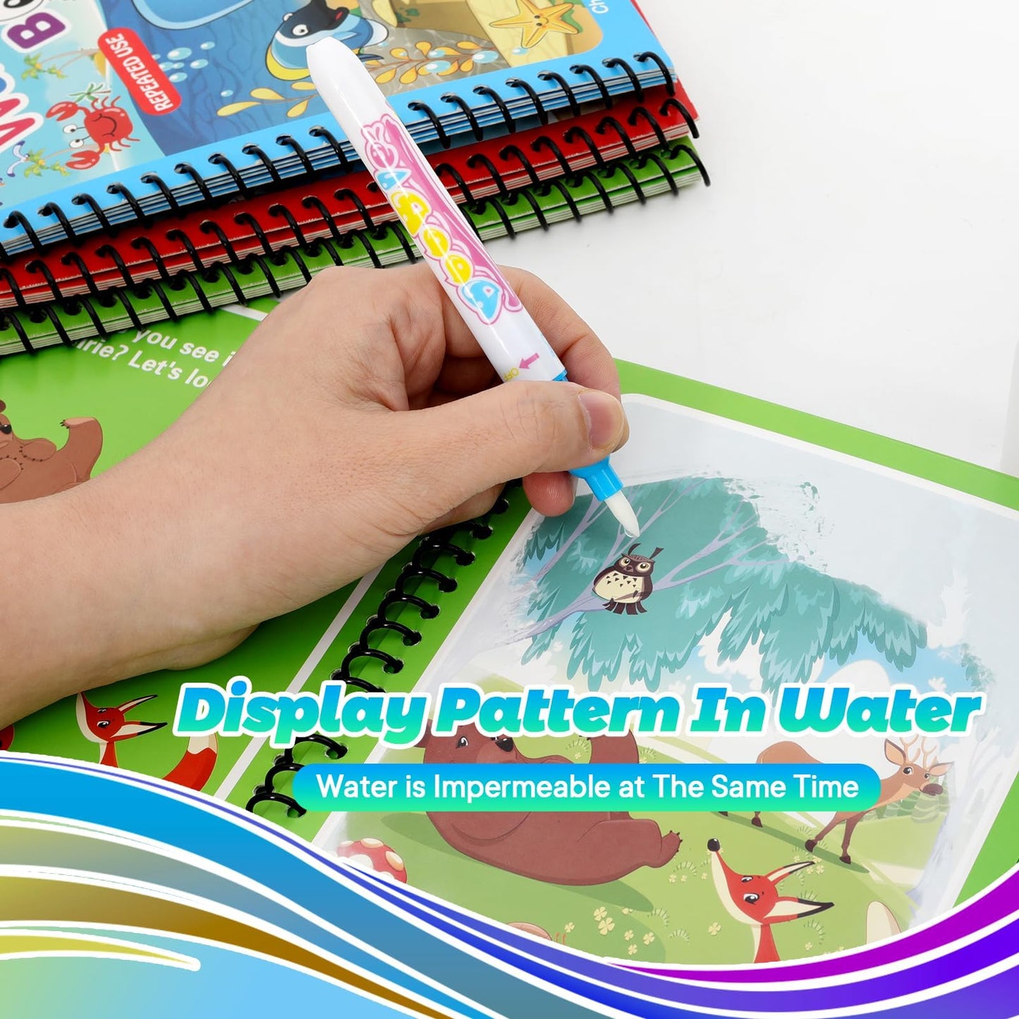 CMTOOP 8-Pack Reusable Water Coloring Books for Toddlers – Mess-Free, Portable Learning Toy