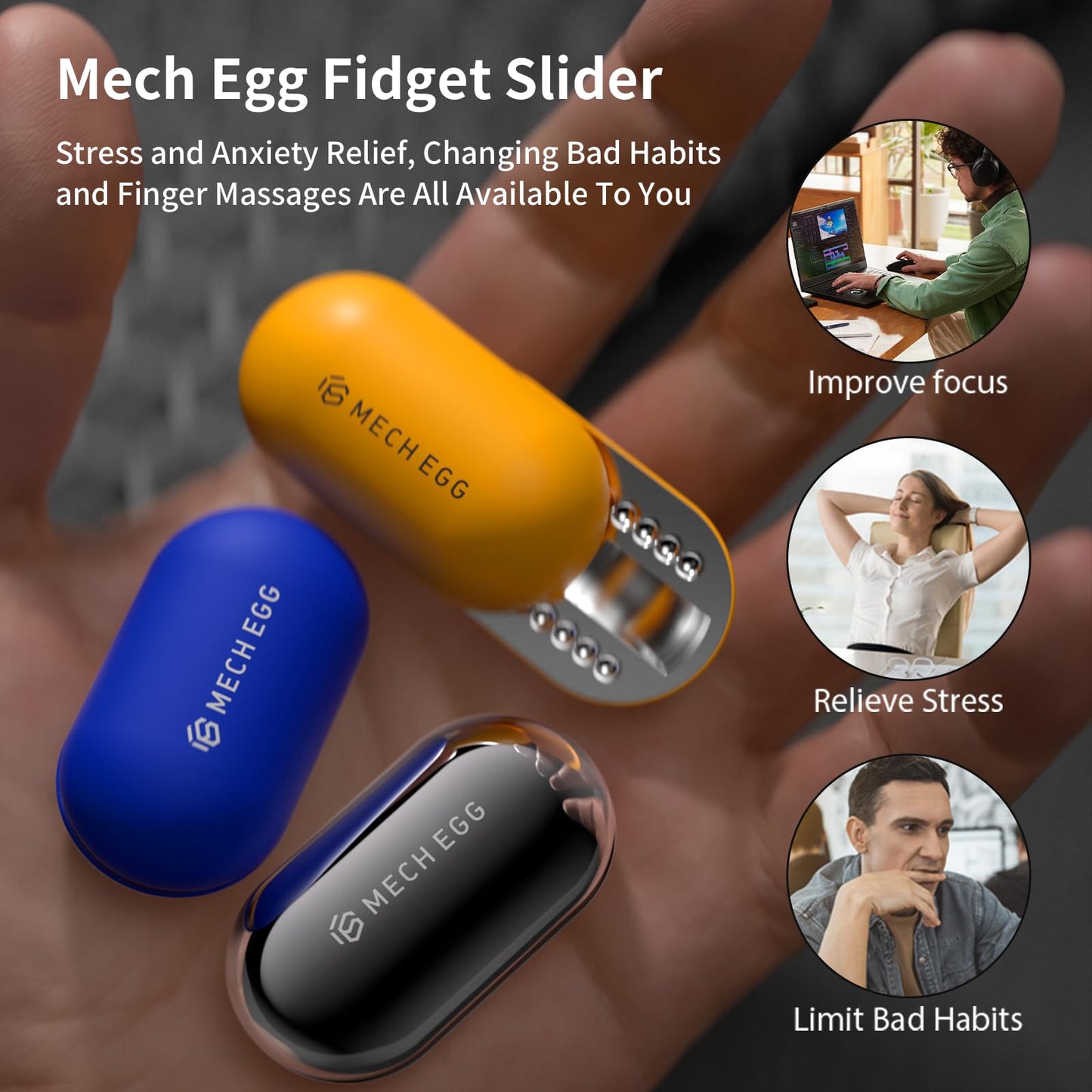 cntjv Mech Egg Fidget Slider – Metal EDC Toy for Focus and Stress Relief (Silver)