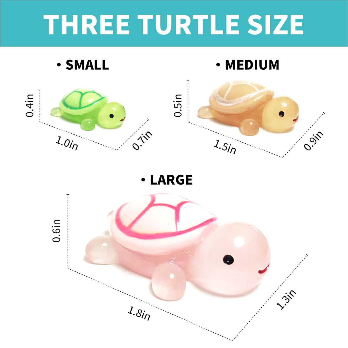 Cntjv 30 Pcs Mixed Mini Resin Turtles – Glow-in-The-Dark Ocean Figurines for Dollhouses & Gardens