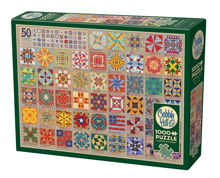 Cobble Hill 1000-Piece Puzzle - 50 States Quilt Blocks with Sample Poster Included