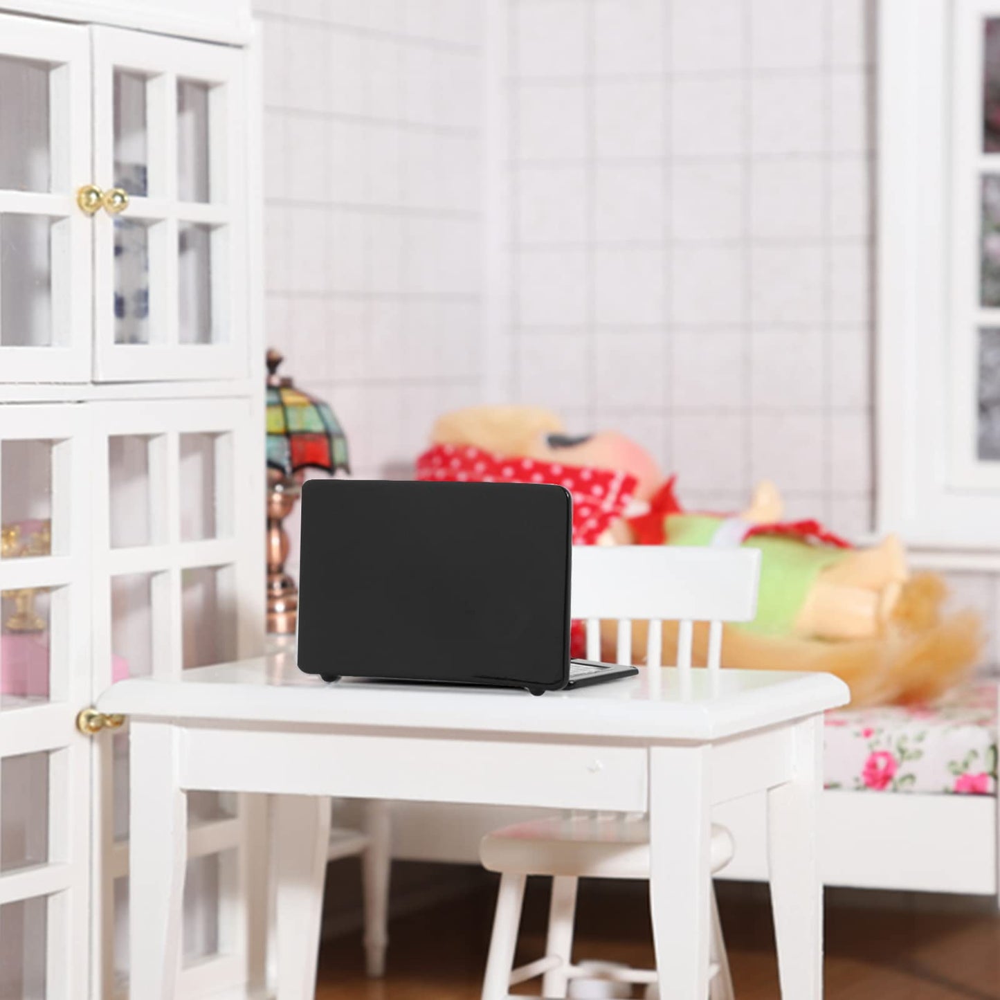 Cobee 3Pcs Miniature Dollhouse Decor: Metal Laptop, Tablet & Phone Set | 1:12 Scale, Black