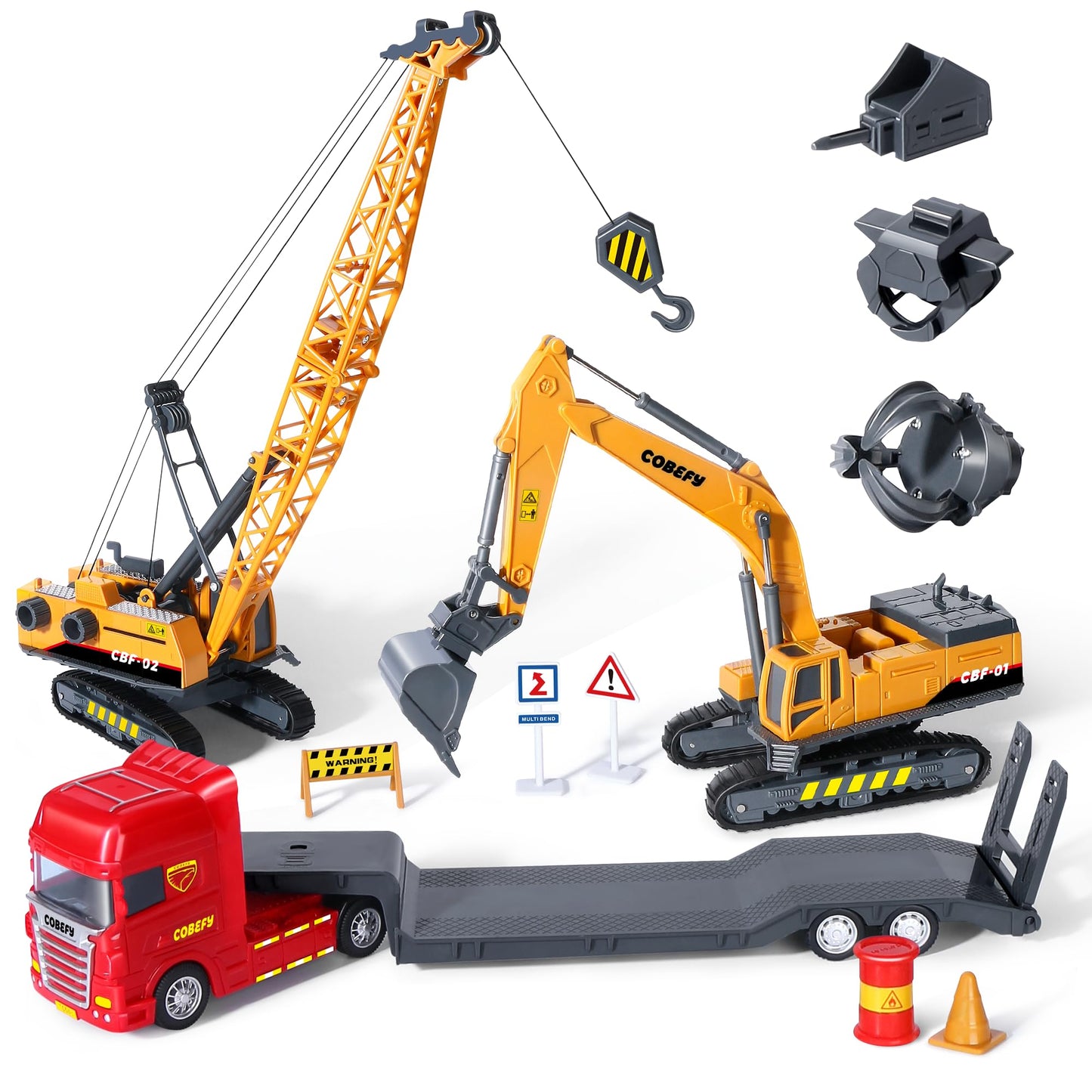 Cobefy Kids Construction Toys – 4-in-1 Excavator, Crane & Semi Truck Playset for Toddler Builders 3+