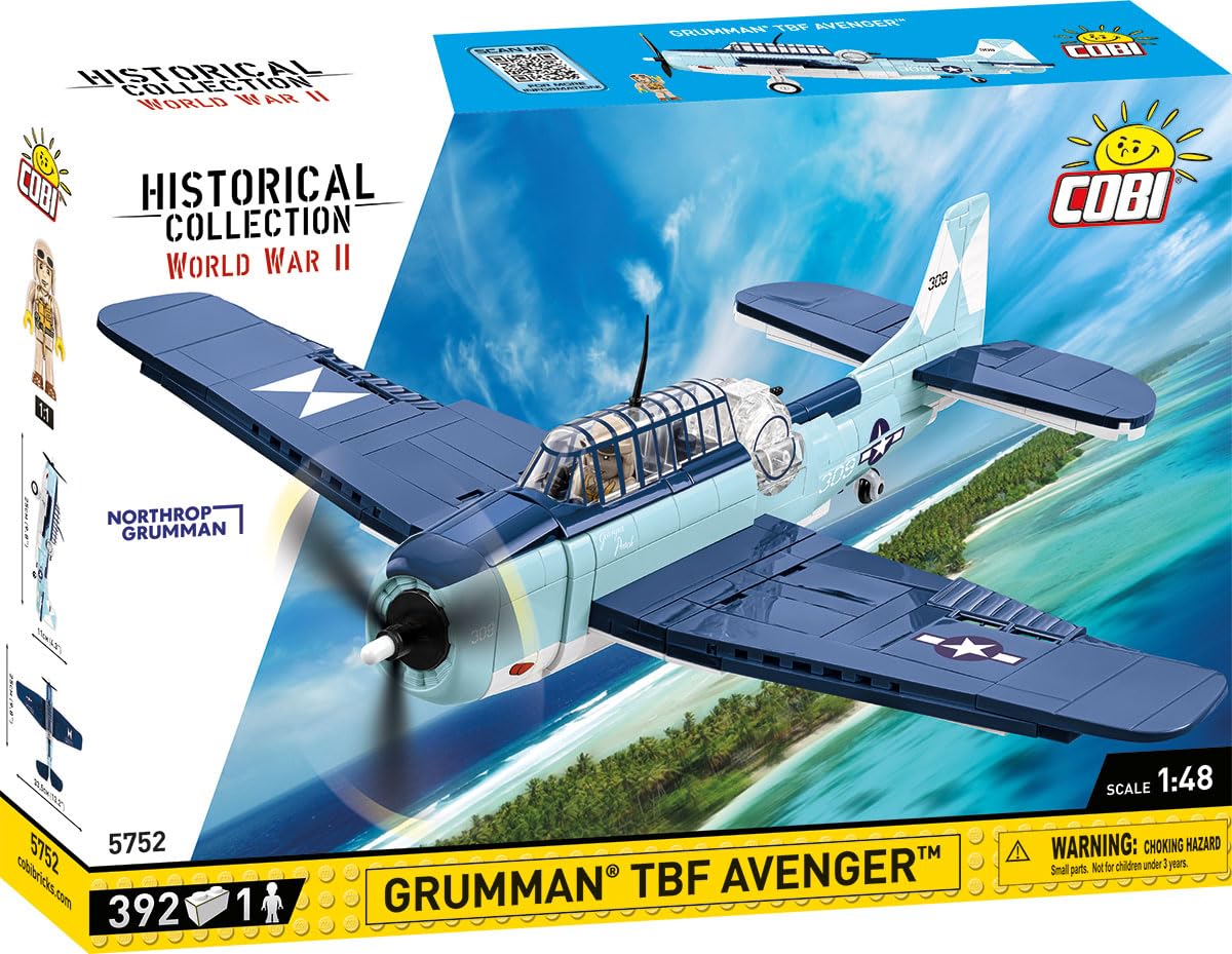 COBI Historical Collection WWII Grumman TBF Avenger Aircraft | 1:48 Scale, 392 Pieces