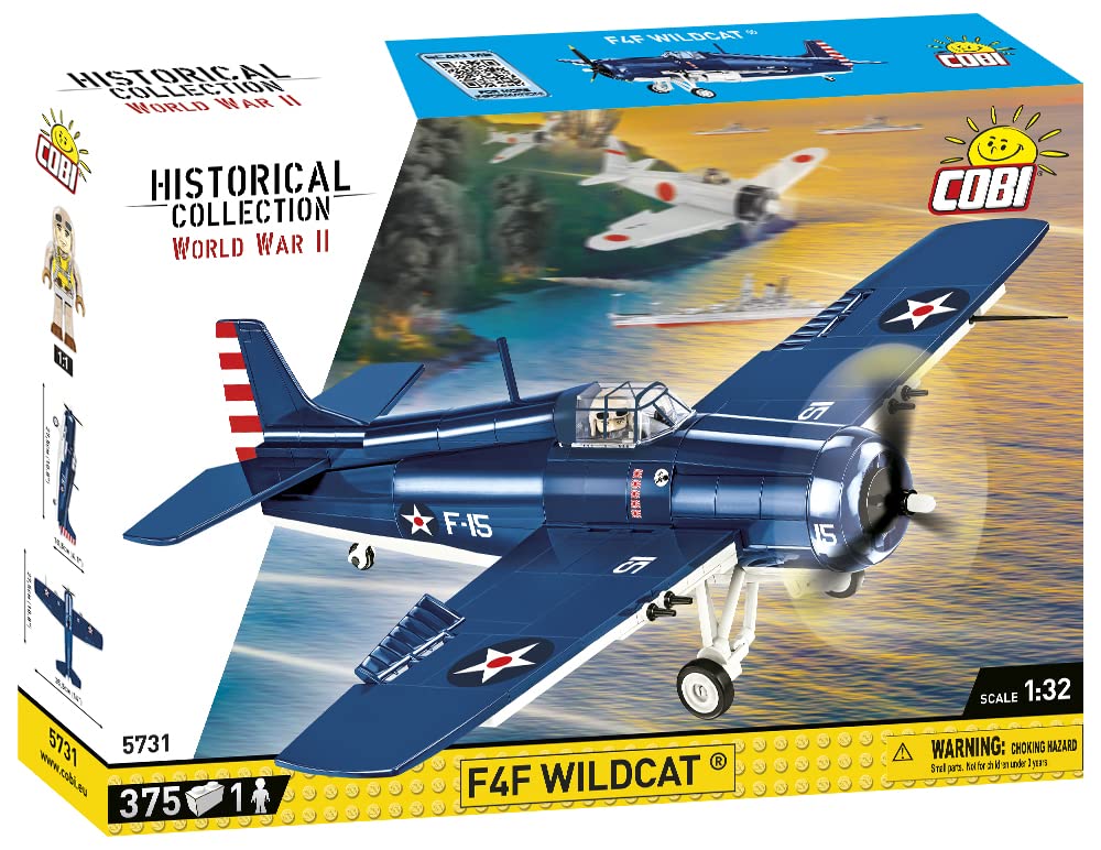 COBI F4F Wildcat (5731) – 1:32 Scale Licensed Model Kit with Pilot Figure & Display Stand