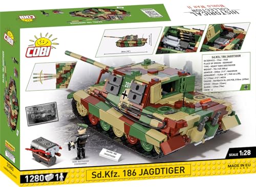 COBI Historical Collection WWII Sd.Kfz. 186 Jagdtiger Tank – 1:28 Scale, 1280 Pieces