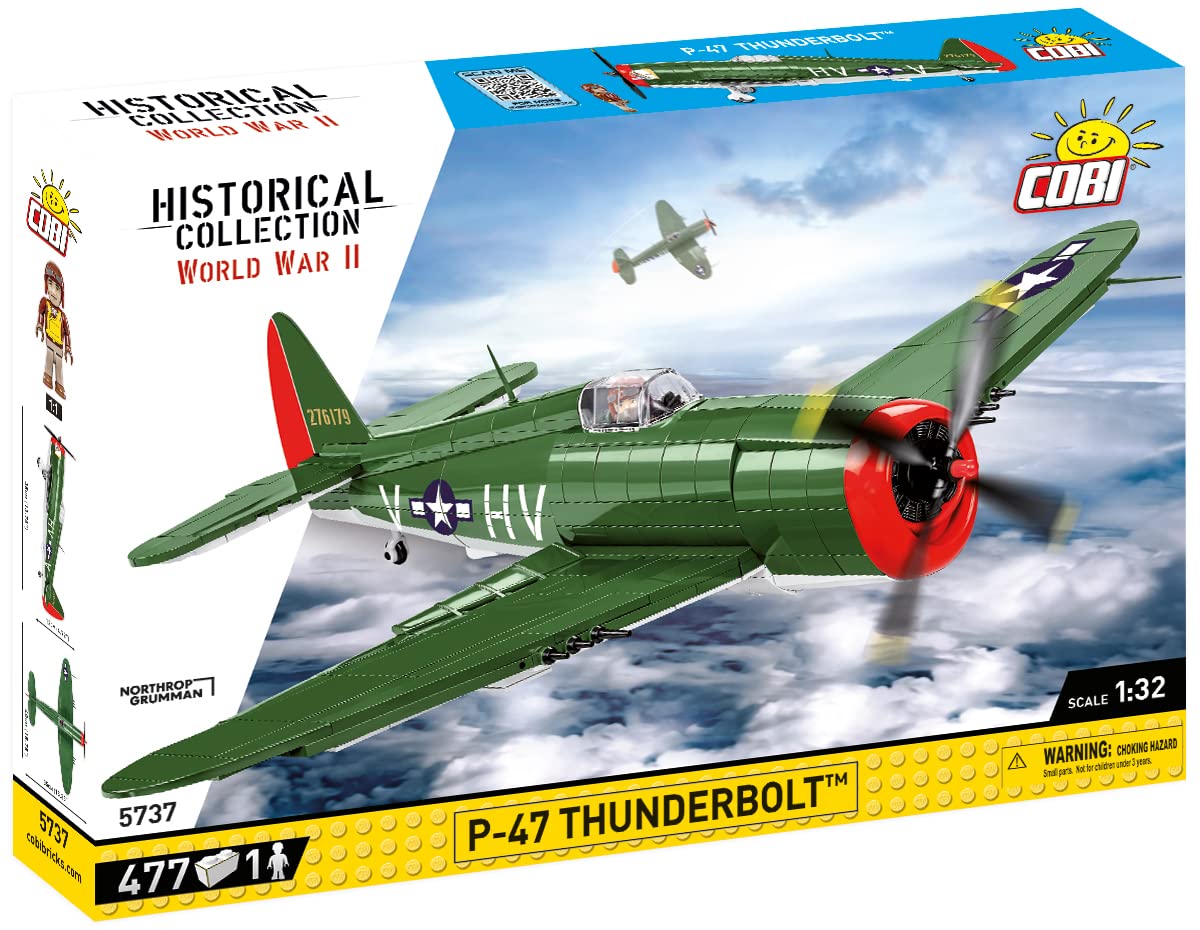 COBI Historical Collection World War II P-47 Thunderbolt Plane | 1:32 Scale, 477 Elements