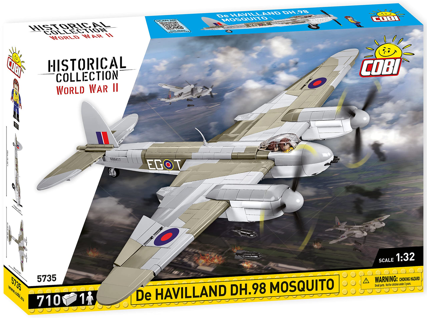 COBI Historical Collection WWII De Havilland Mosquito Plane – 1:32 Scale Wood Model