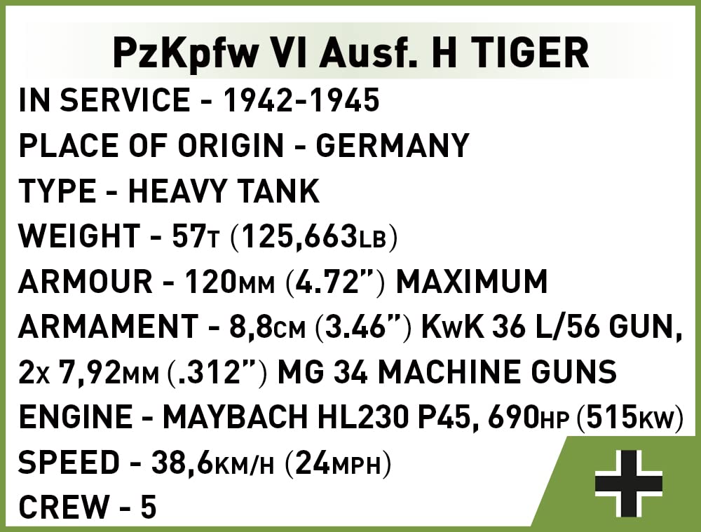 COBI Historical Collection Panzer VI Tiger 131 Tank – 1:48 Scale Model