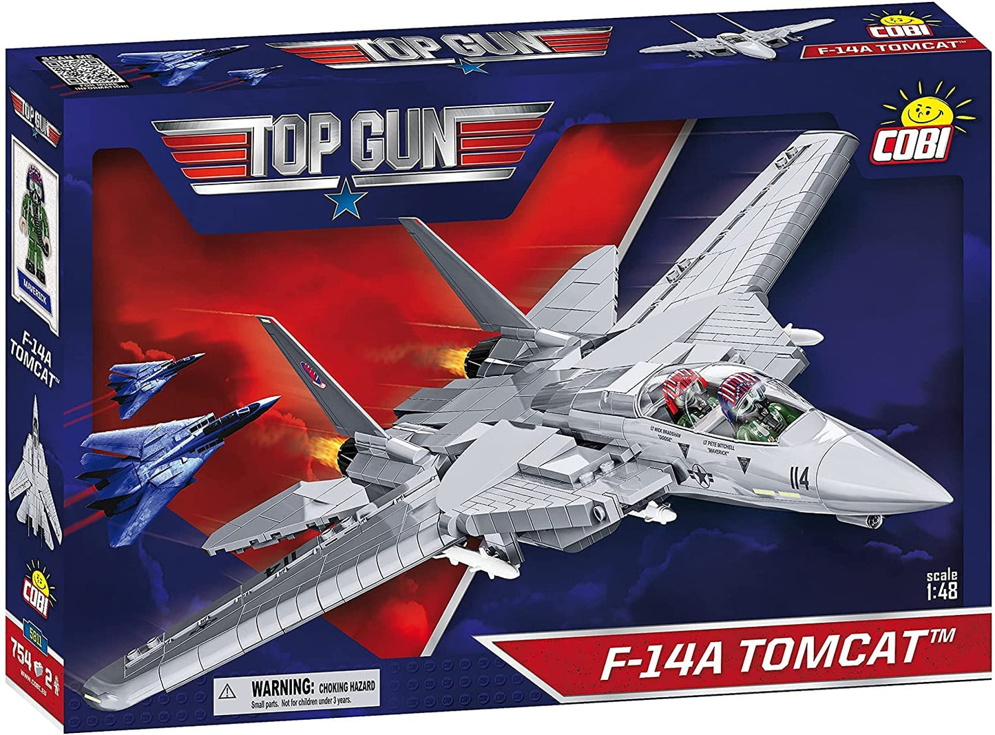 COBI Top Gun F-14A Tomcat Fighter Plane – 1:48 Scale, 754-Piece Building Set with Maverick and Goose Figures