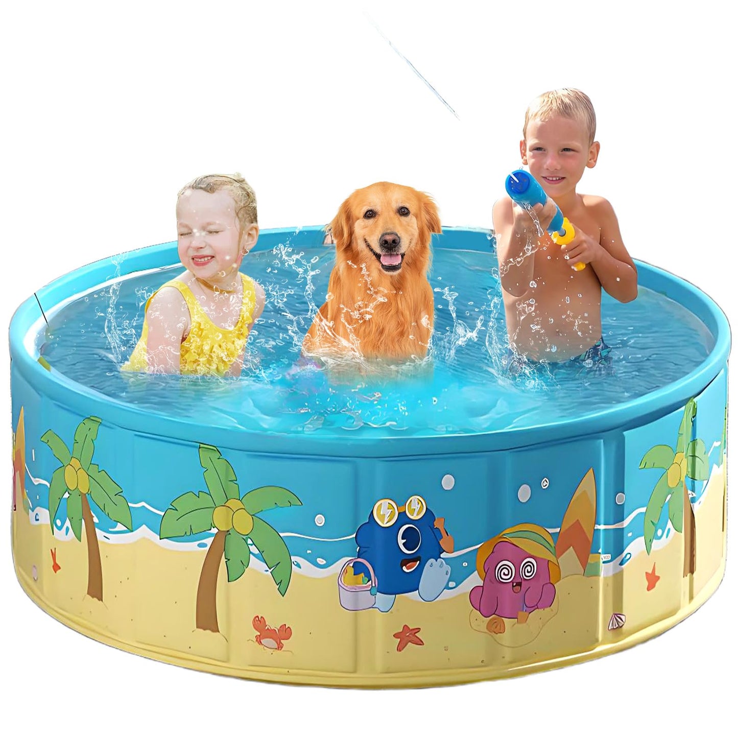 COBOPANDA Foldable Pool 63x18 Inches – Large 238-Gallon Backyard Pool for Kids, Pets & Family
