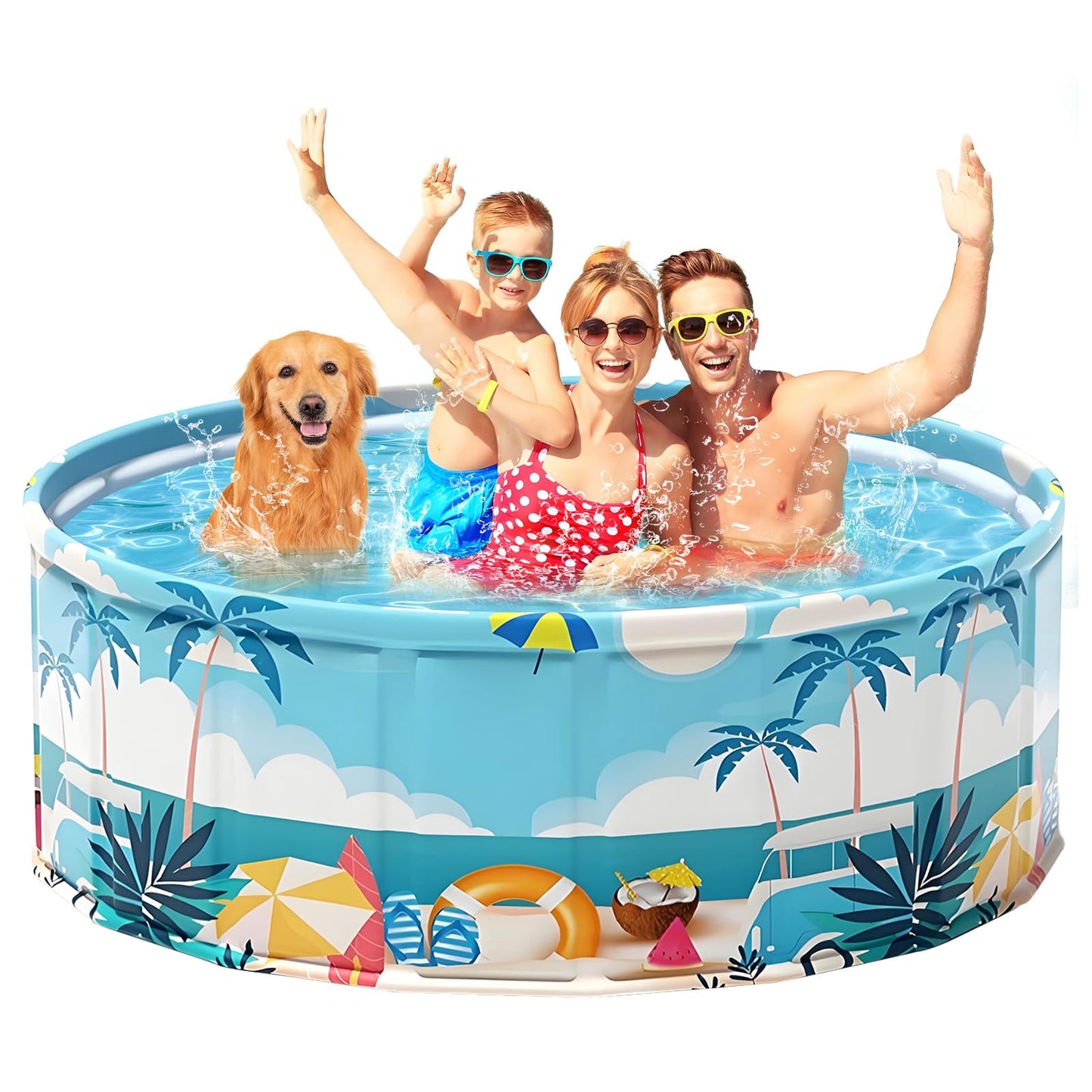 COBOPANDA Foldable Pool 79x18in – Large Family Backyard Pool, Easy Fold & Drain