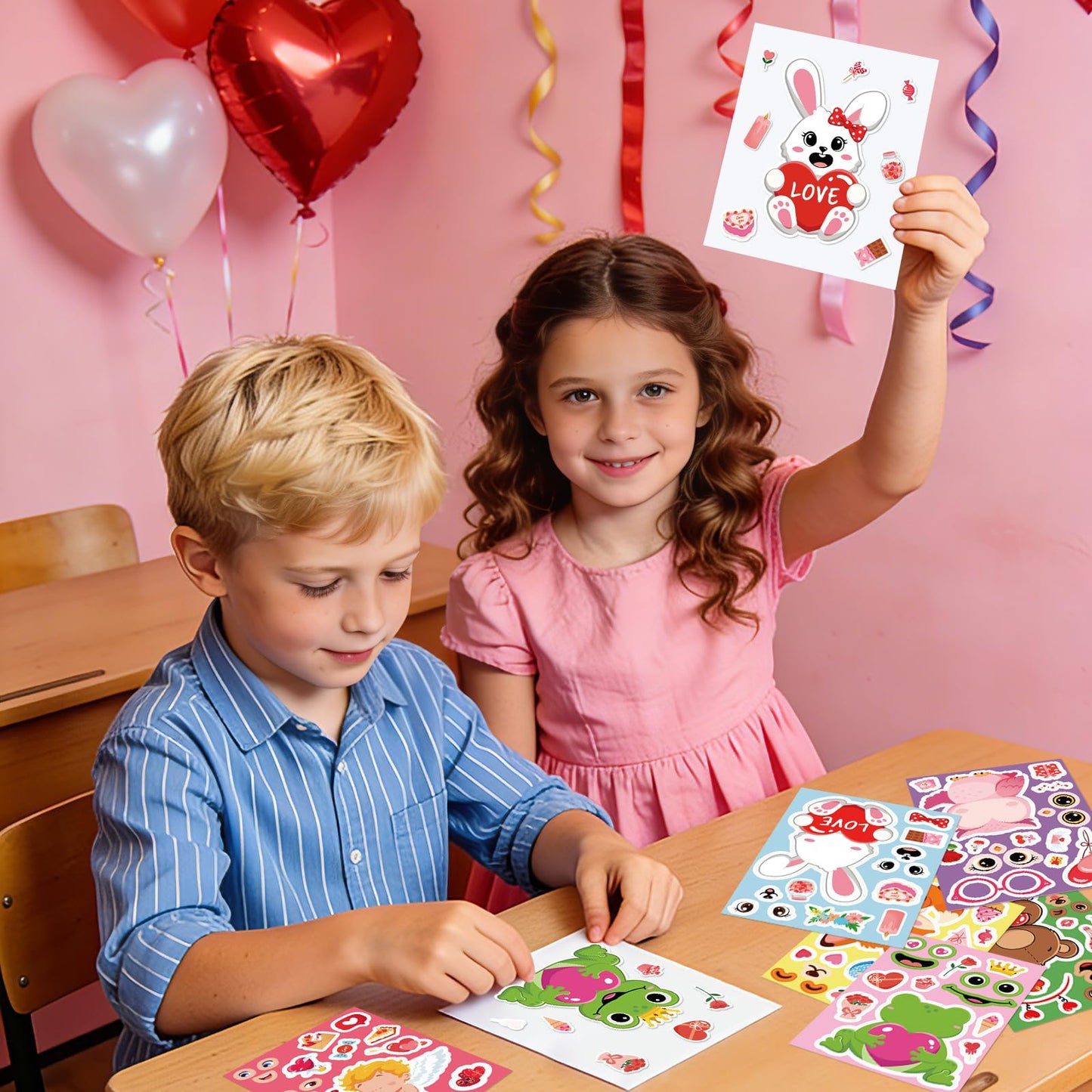 COCHIE Valentine’s Day Stickers for Kids – Create Your Own Cute Face Stickers (36 pcs)