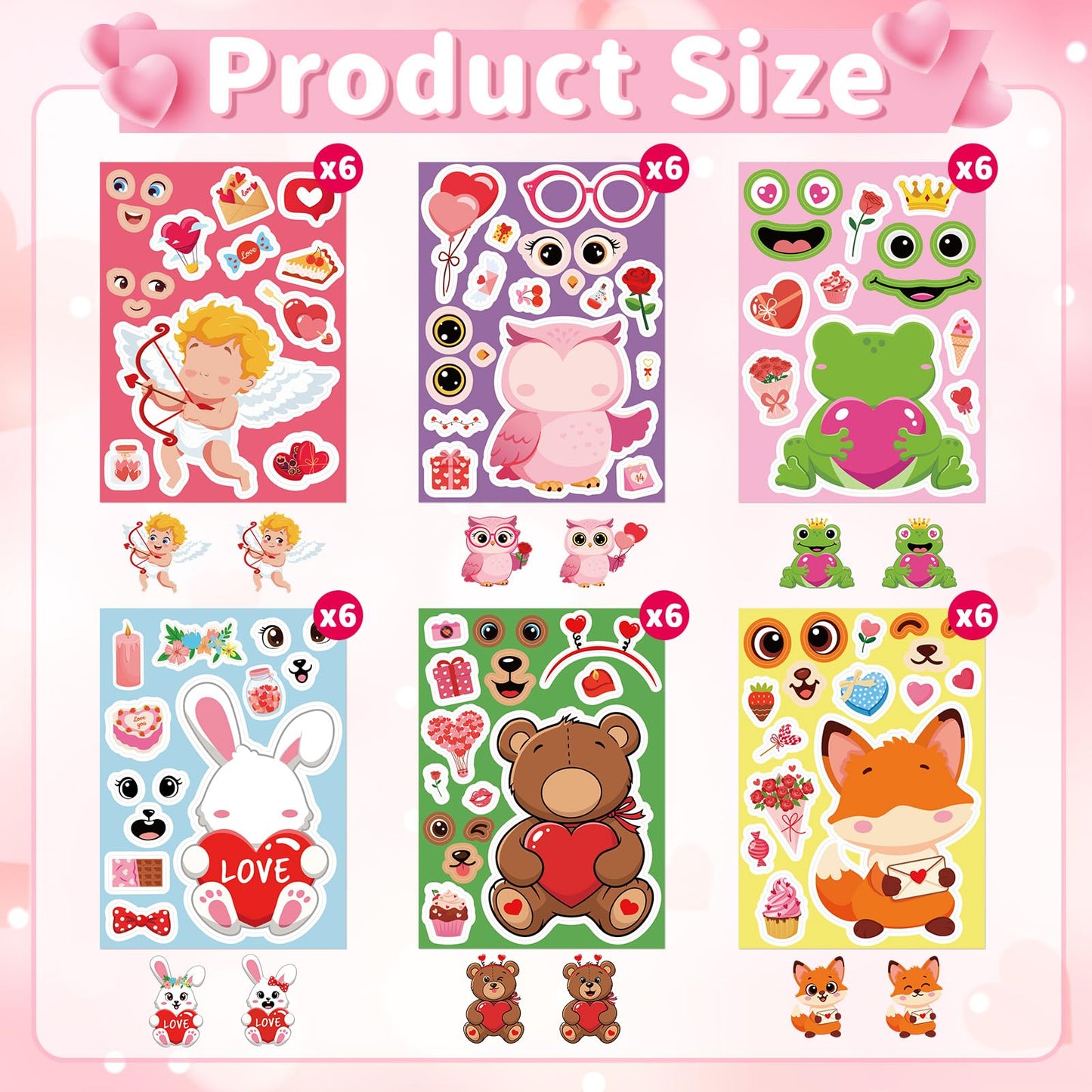 COCHIE Valentine’s Day Stickers for Kids – Create Your Own Cute Face Stickers (36 pcs)