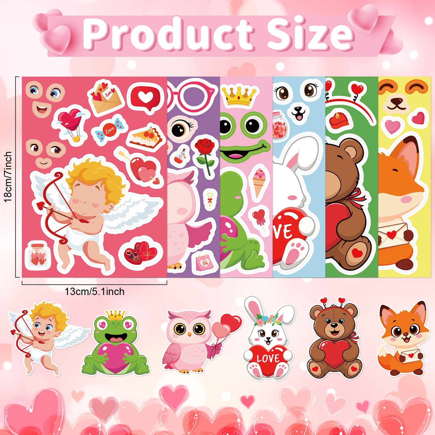 COCHIE Valentine’s Day Stickers for Kids – Create Your Own Cute Face Stickers (36 pcs)