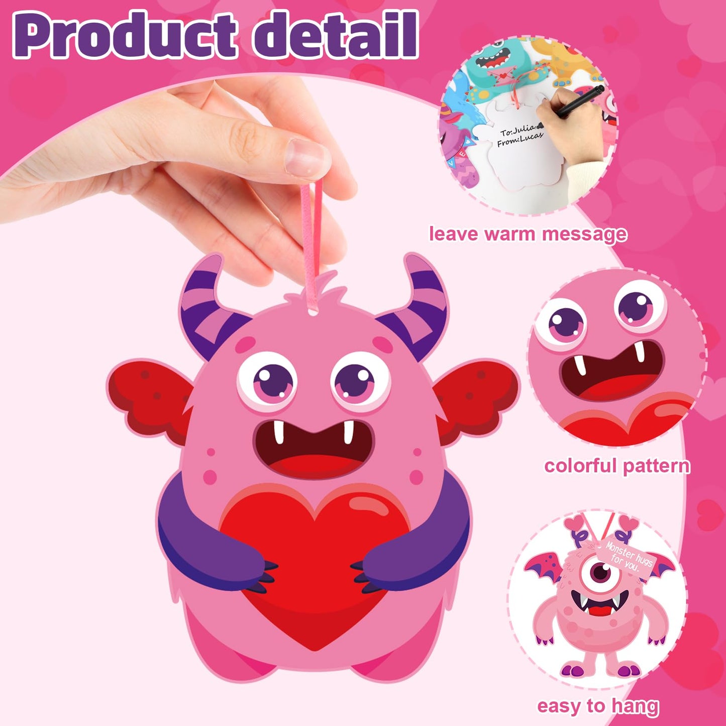 COCHIE 24-Valentine Monster Card Craft Kits for Kids – DIY Classroom & Home Activities