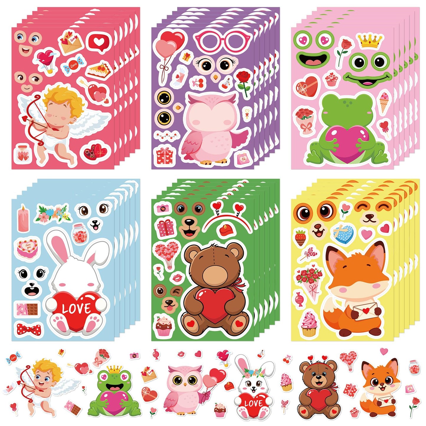COCHIE Valentine’s Day Stickers for Kids – Create Your Own Cute Face Stickers (36 pcs)