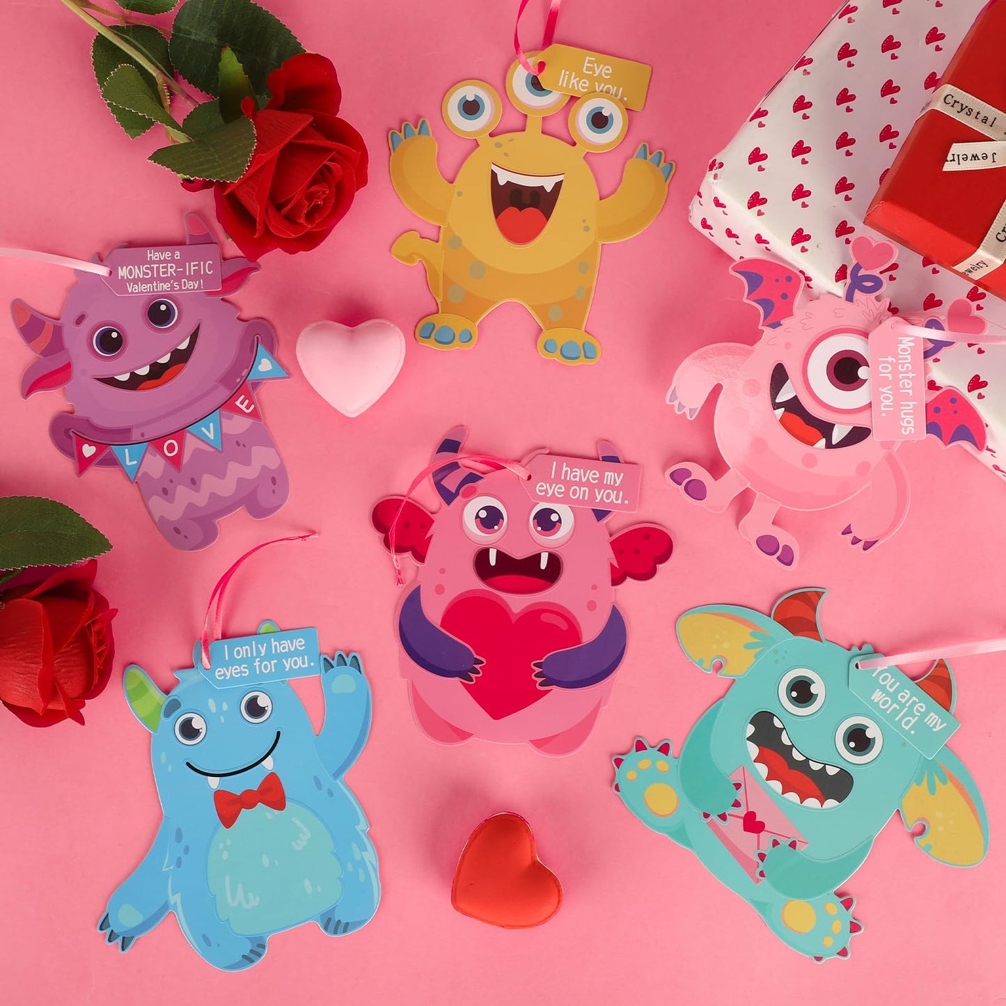 COCHIE 24-Valentine Monster Card Craft Kits for Kids – DIY Classroom & Home Activities