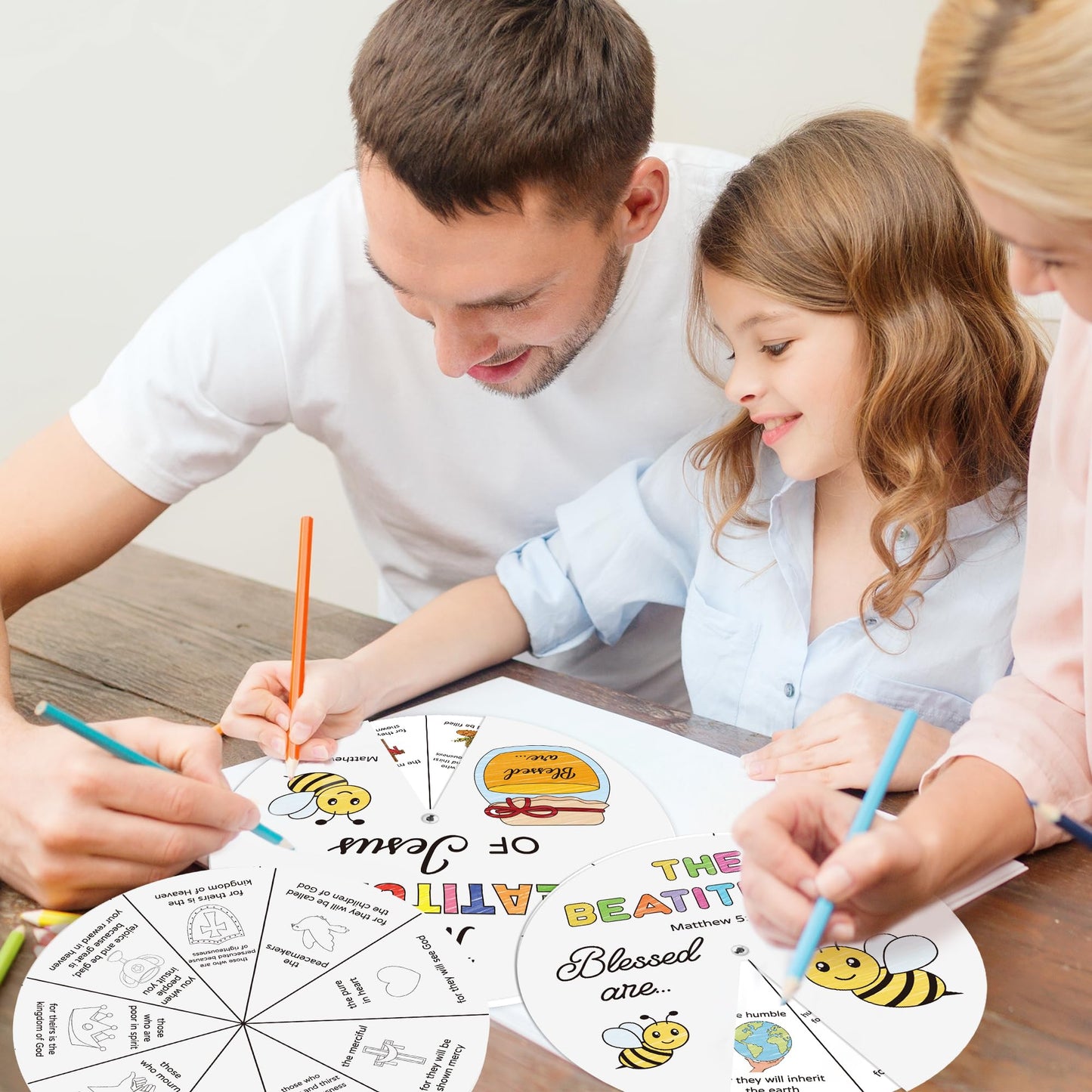 COcnny Religious Coloring Wheel Craft – 24-Set Beatitudes Bible Kids Kit