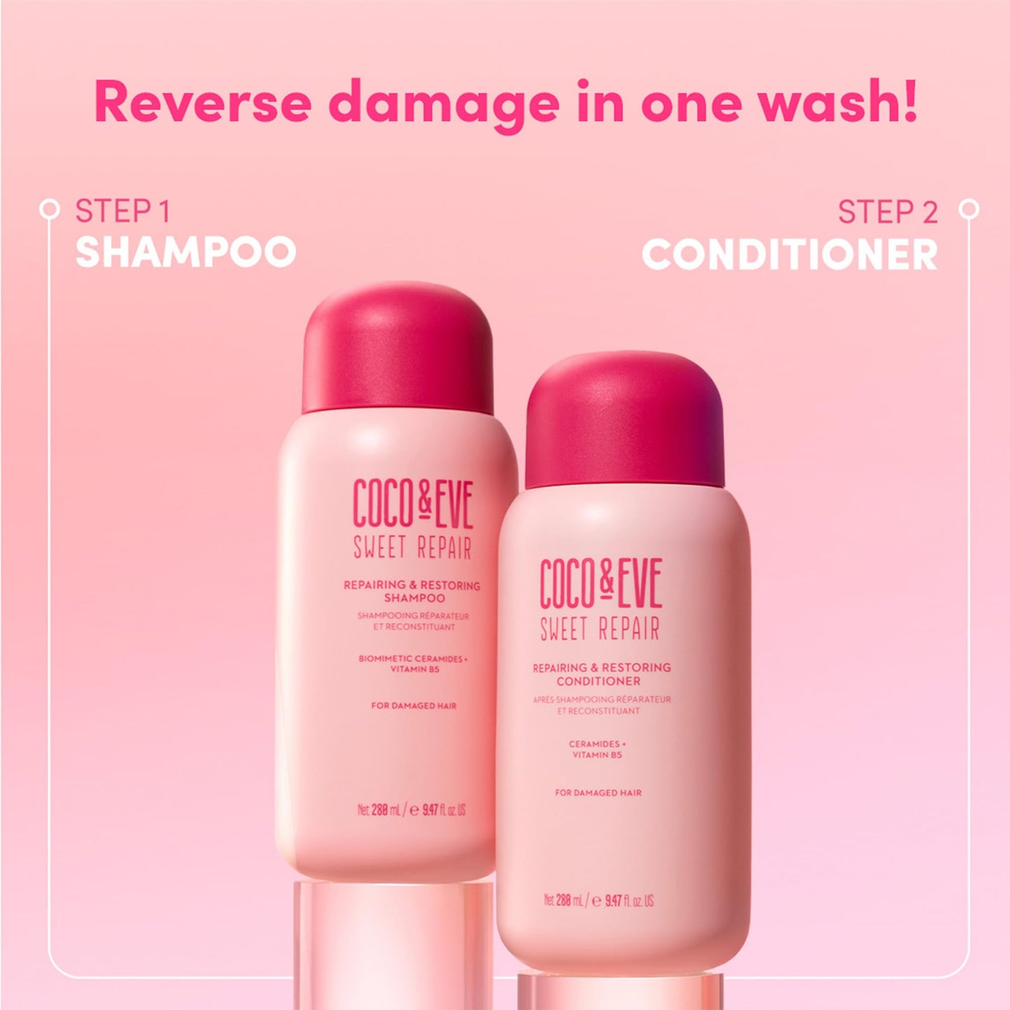 Coco & Eve Repairing & Restoring Shampoo for Damaged, Color-Treated Hair | Biomimetic Ceramides & Vitamin B5 | 9.47 Fl Oz