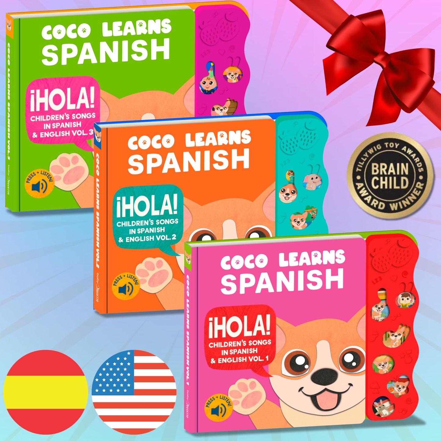 Coco Learns Spanish: Musical Bilingual Books for Kids 1–3 | Spanish-English Baby Toys
