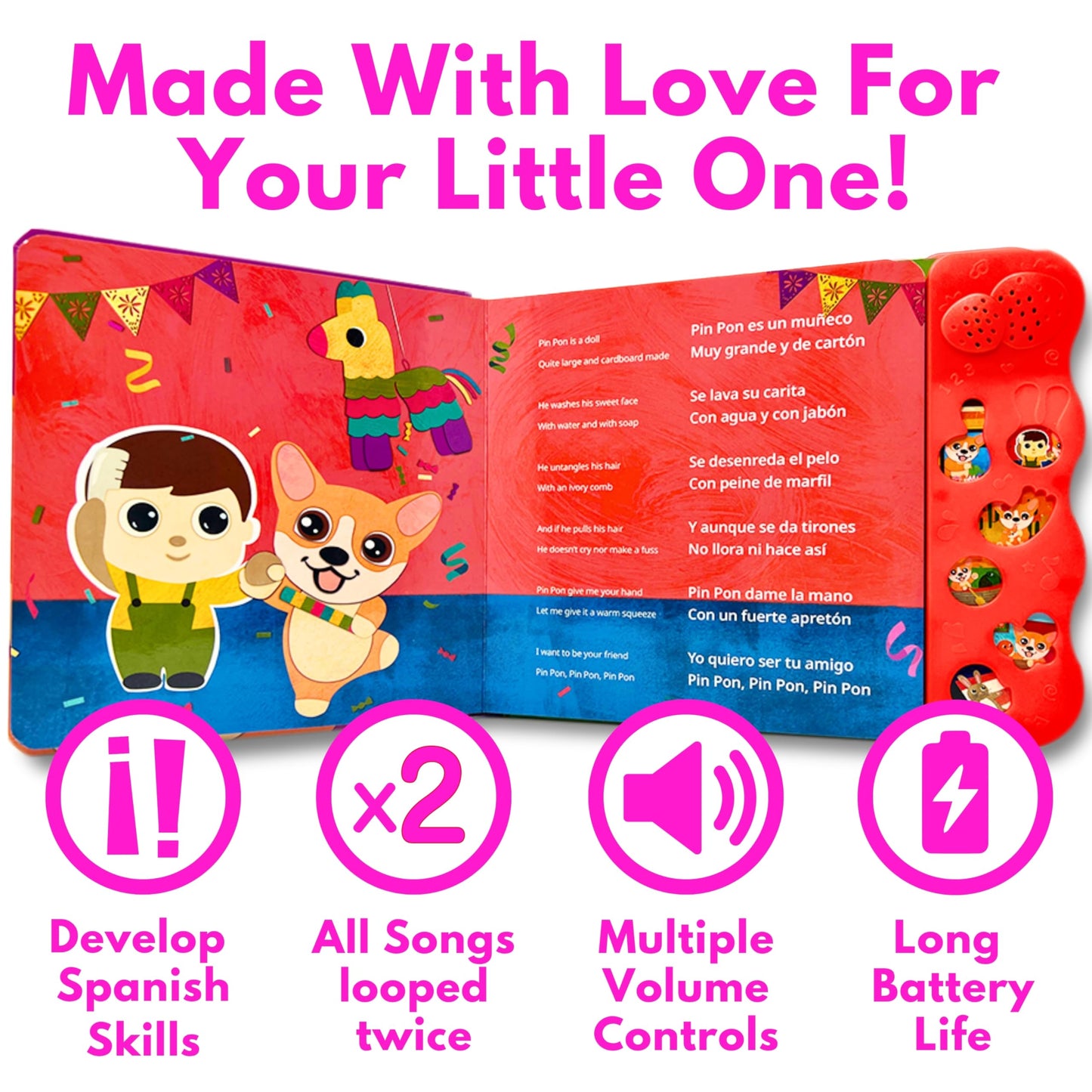 Coco Learns Spanish: Musical Bilingual Books for Kids 1–3 | Spanish-English Baby Toys