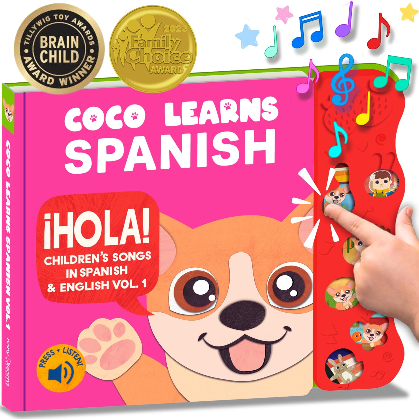 Coco Learns Spanish: Musical Bilingual Books for Kids 1–3 | Spanish-English Baby Toys