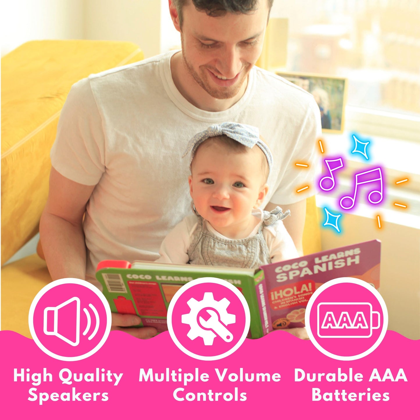 Coco Learns Spanish: Musical Bilingual Books for Kids 1–3 | Spanish-English Baby Toys