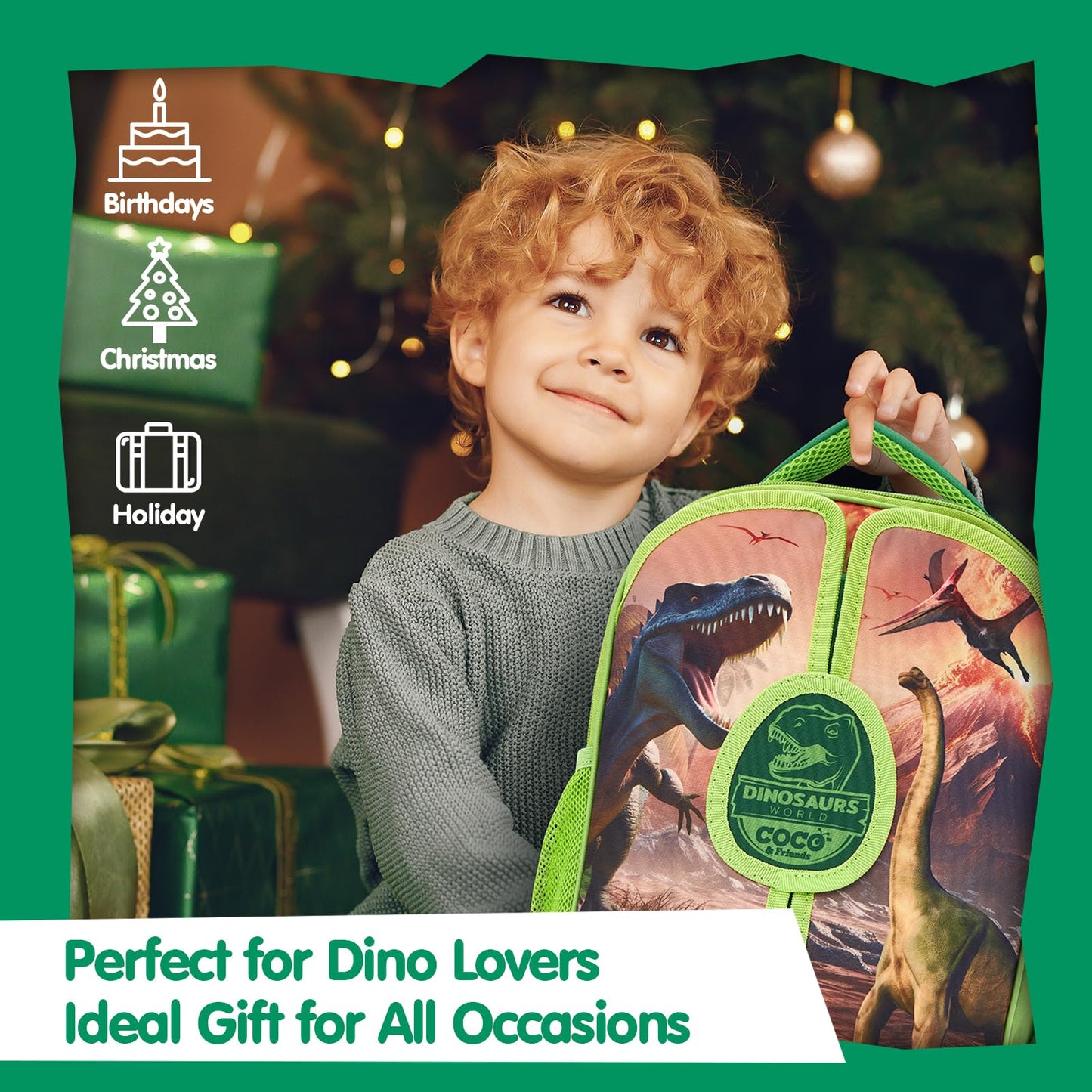 COCO&Friends Dinosaur Backpack Play Set – Portable Foldable 3D Mat for Kids Ages 3-8