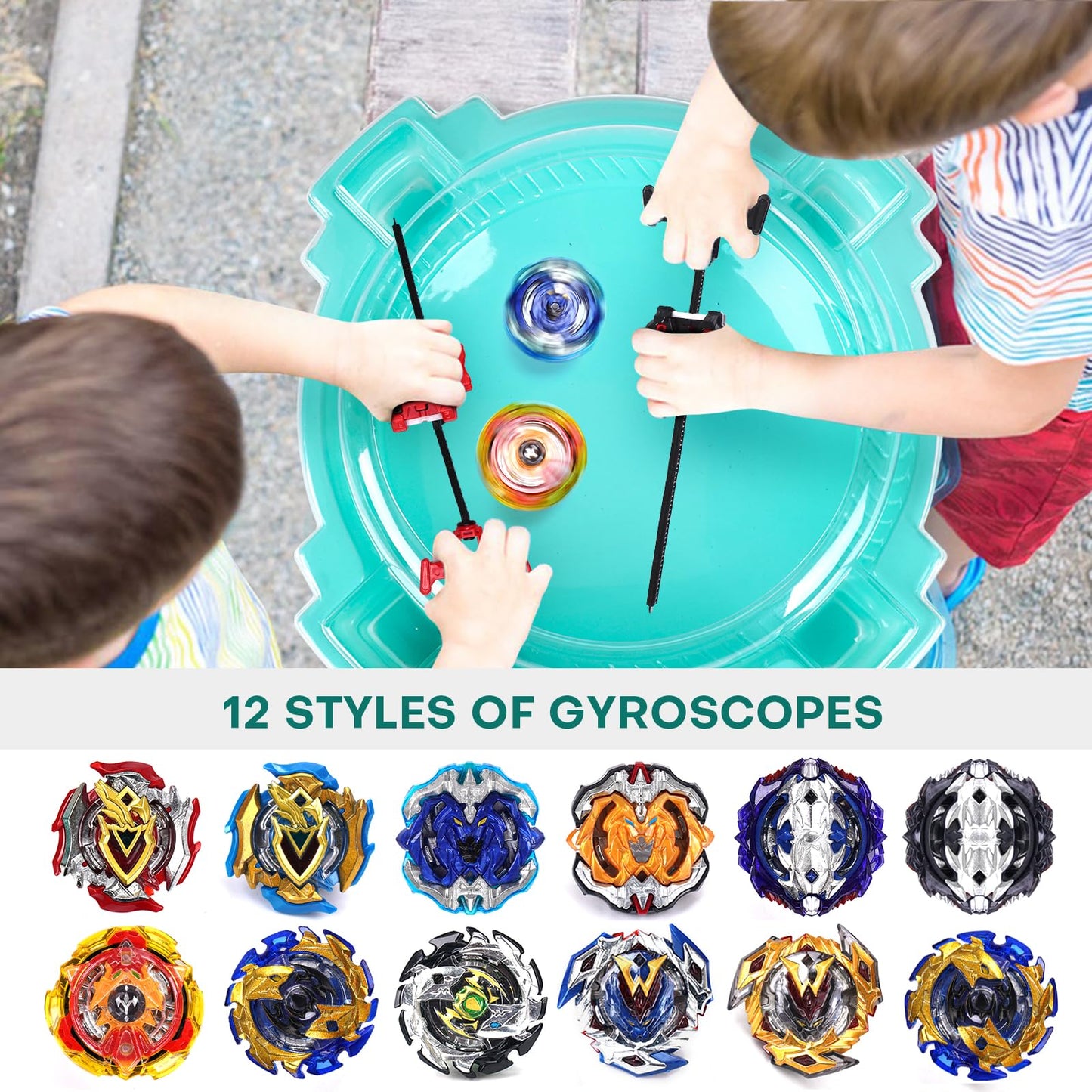 COCOFOX Burst Set: 12 Tops, 3 Right-Spin Launchers & Stadium – Amazon Exclusive Green