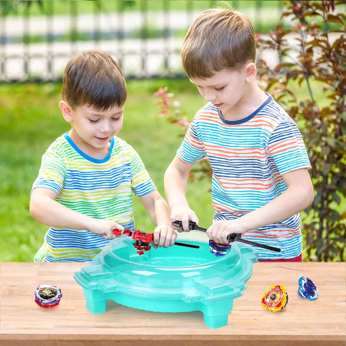 COCOFOX Burst Set: 12 Tops, 3 Right-Spin Launchers & Stadium – Amazon Exclusive Green