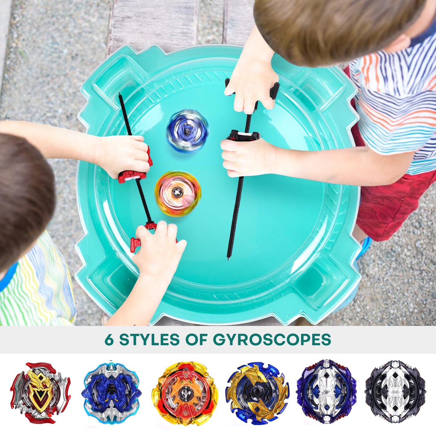 COCOFOX Battling Top Burst Toy Set – Complete Stadium, 6 Tops & 2 Launchers (Amazon Exclusive)